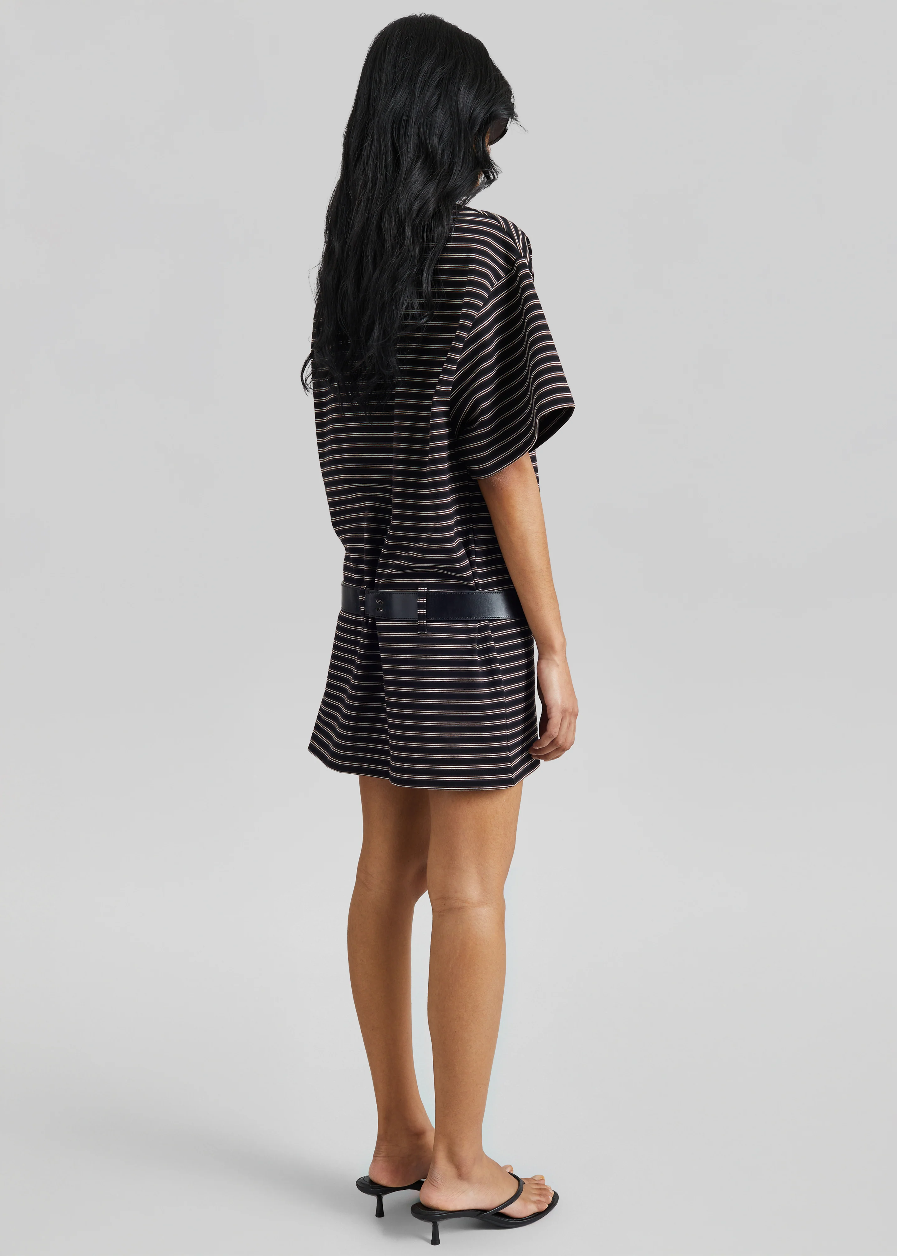 Hemse T-Shirt Dress - Black Multi Stripe - Image 6