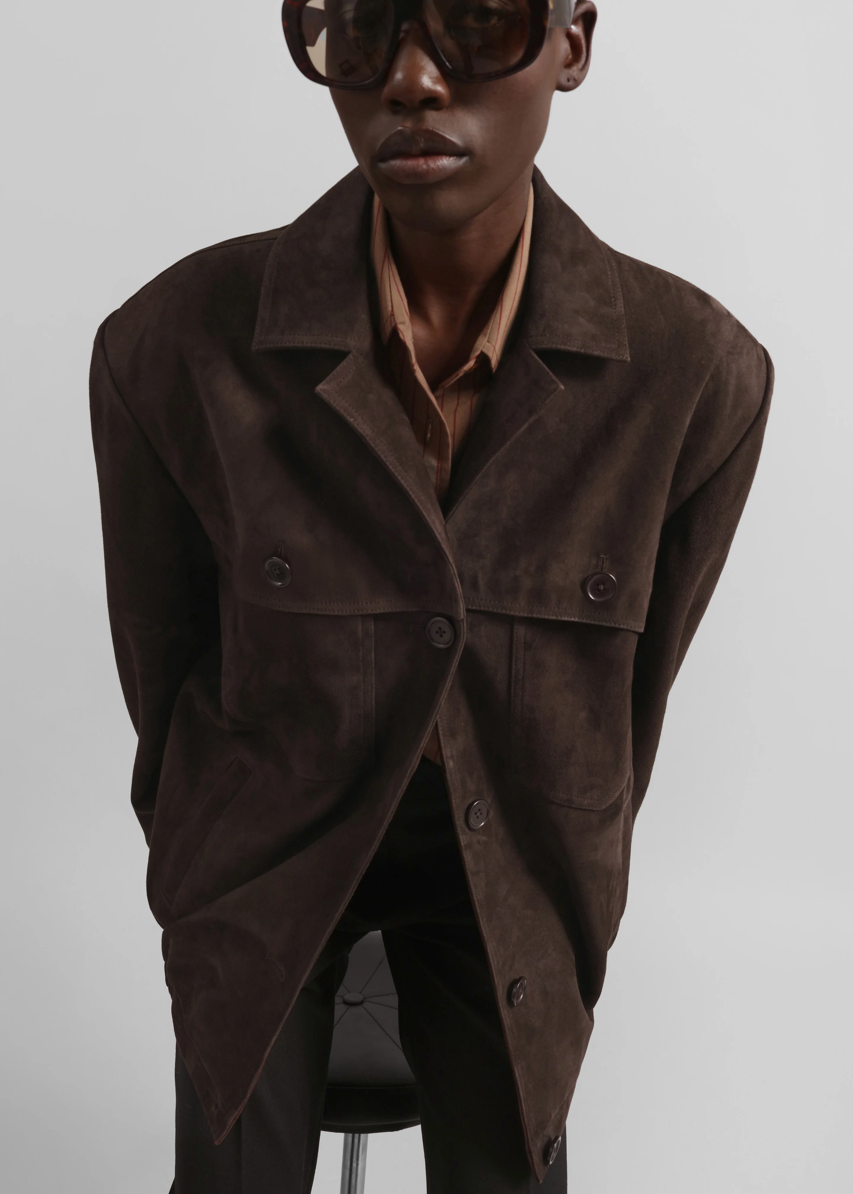 Hester Faux Suede Jacket - Brown - Image 2