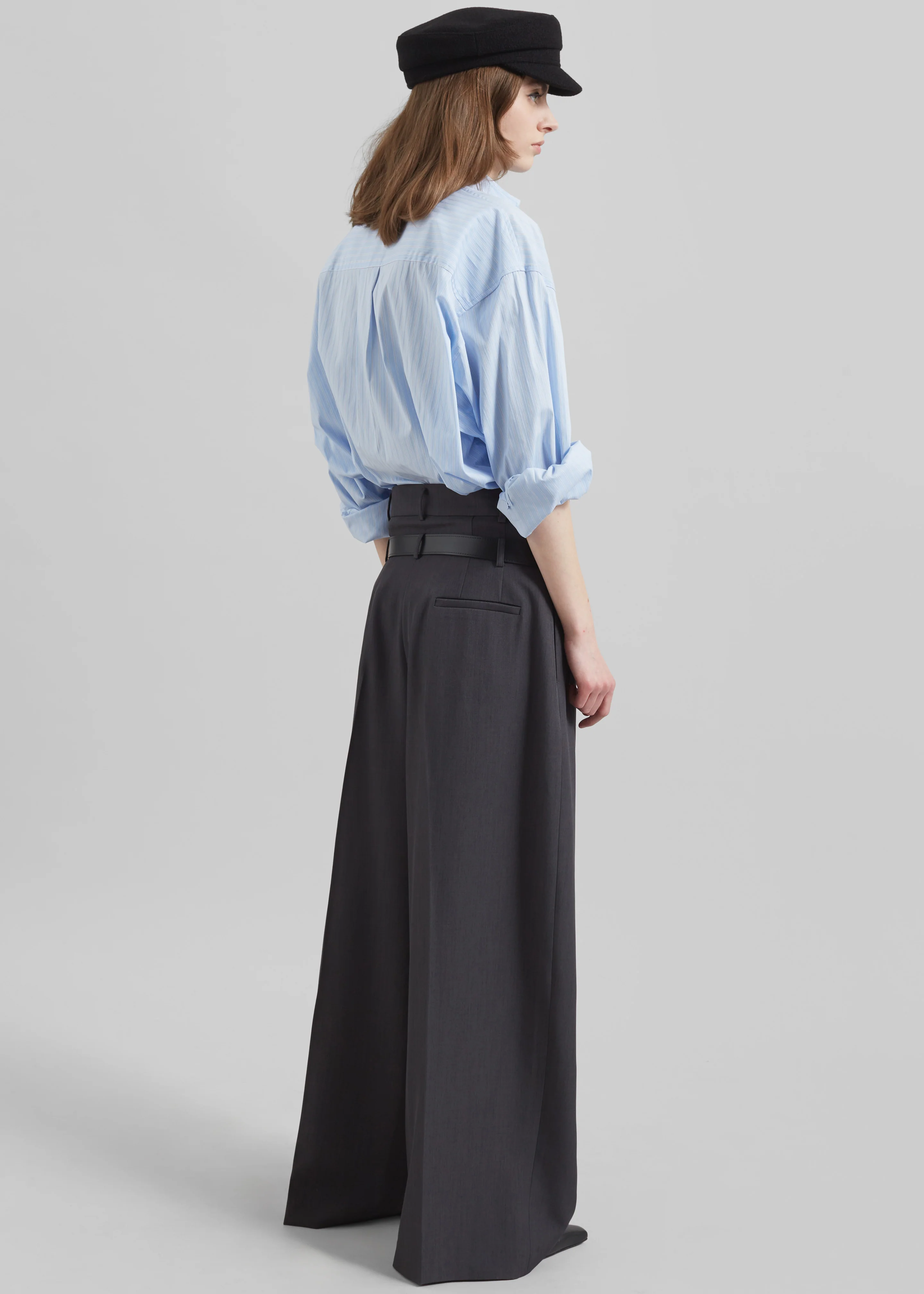Hobart Double Belt Loop Trousers - Dark Grey - Image 7
