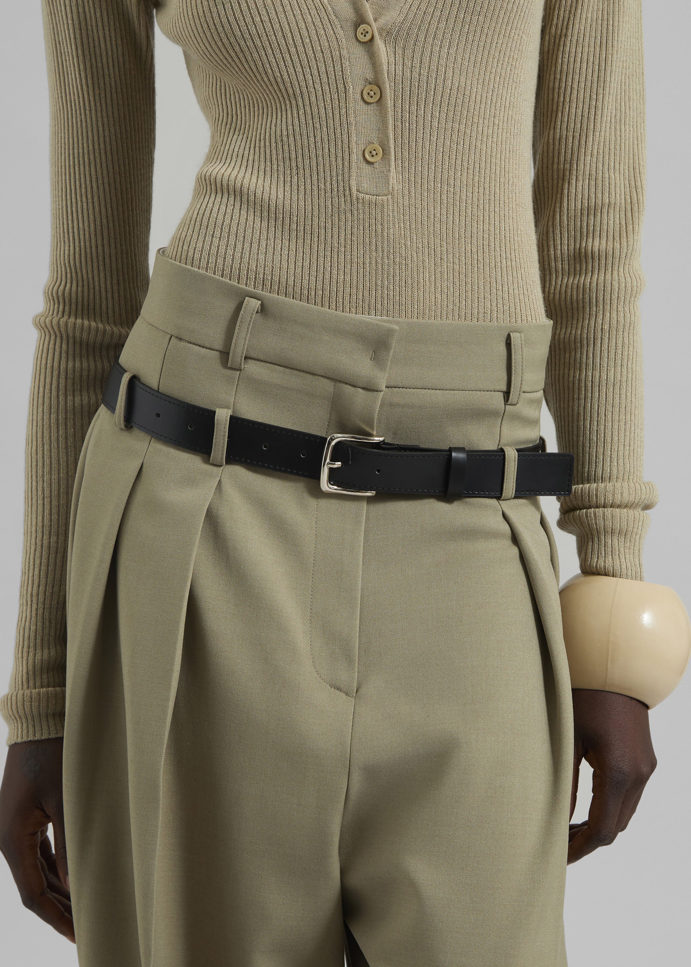 Hobart Double Belt Loop Trousers - Pale Olive - Image 5