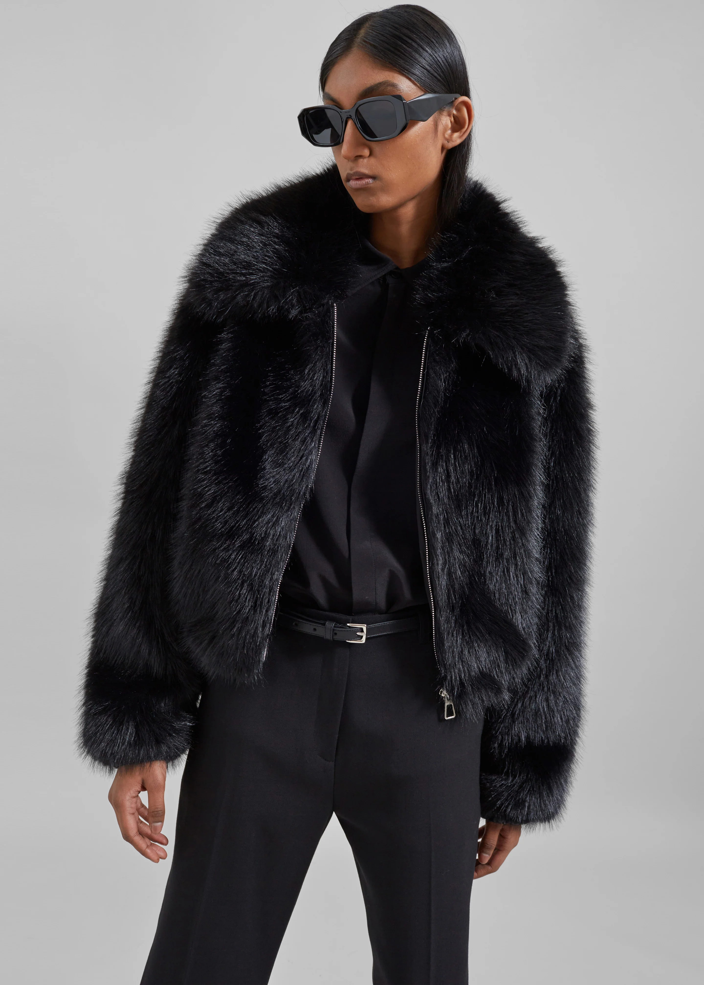 Hope Faux Fur Jacket - Black - Image 3