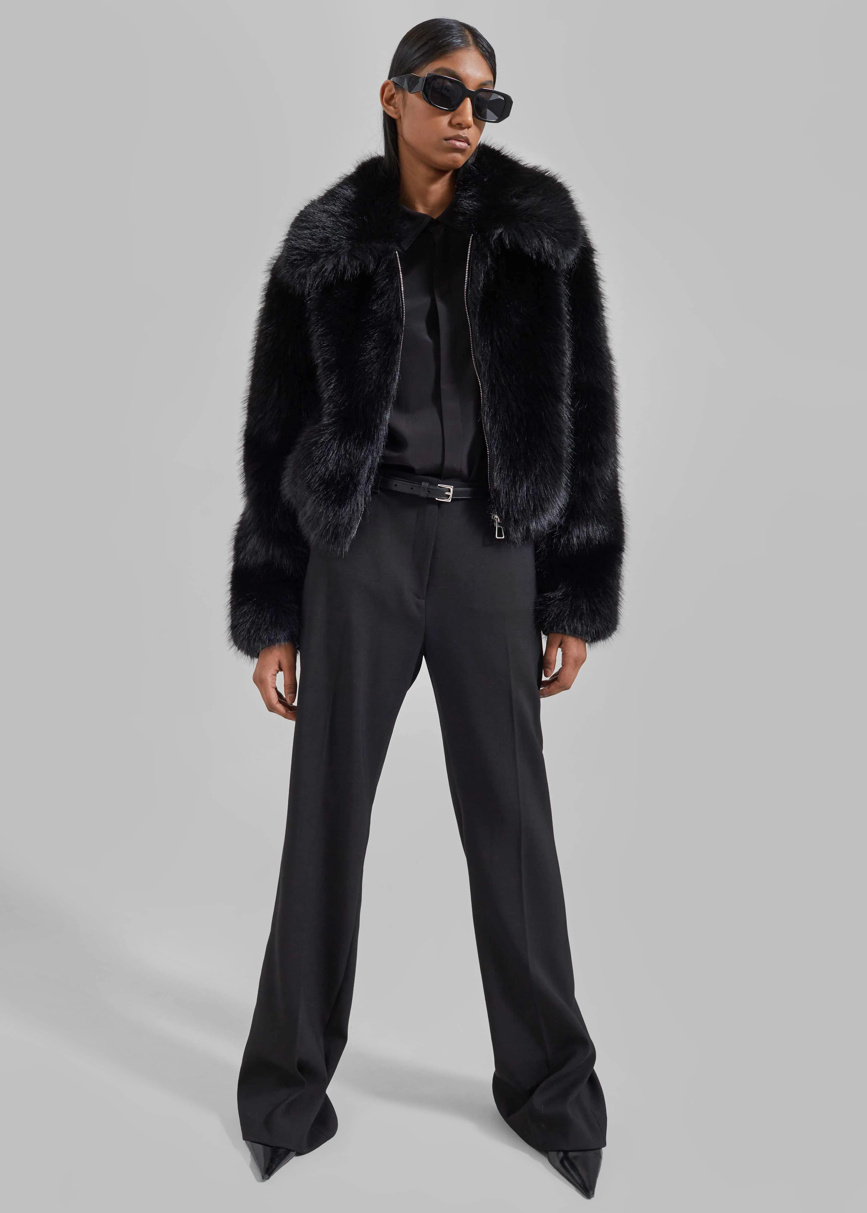 Hope Faux Fur Jacket - Black - Image 7