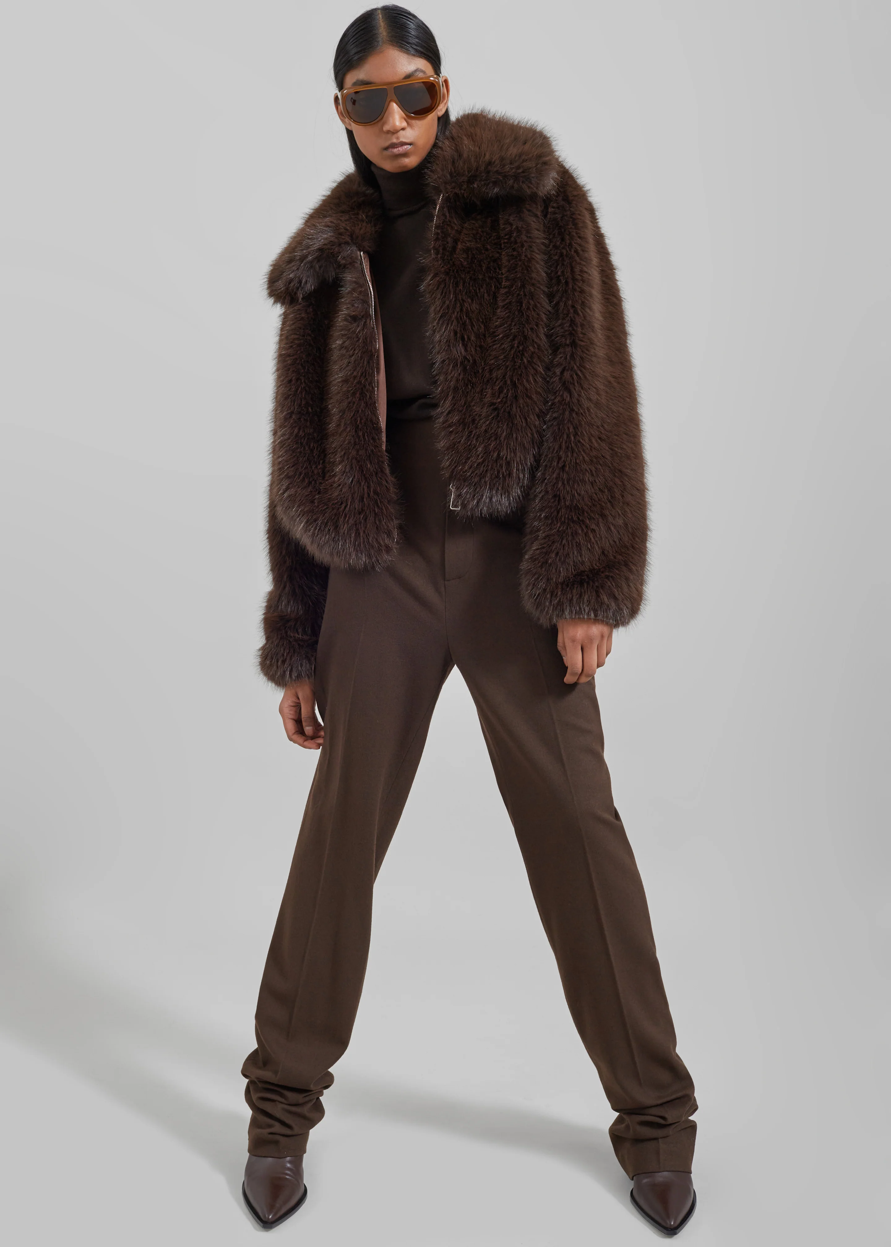 Hope Faux Fur Jacket - Brown - Image 3