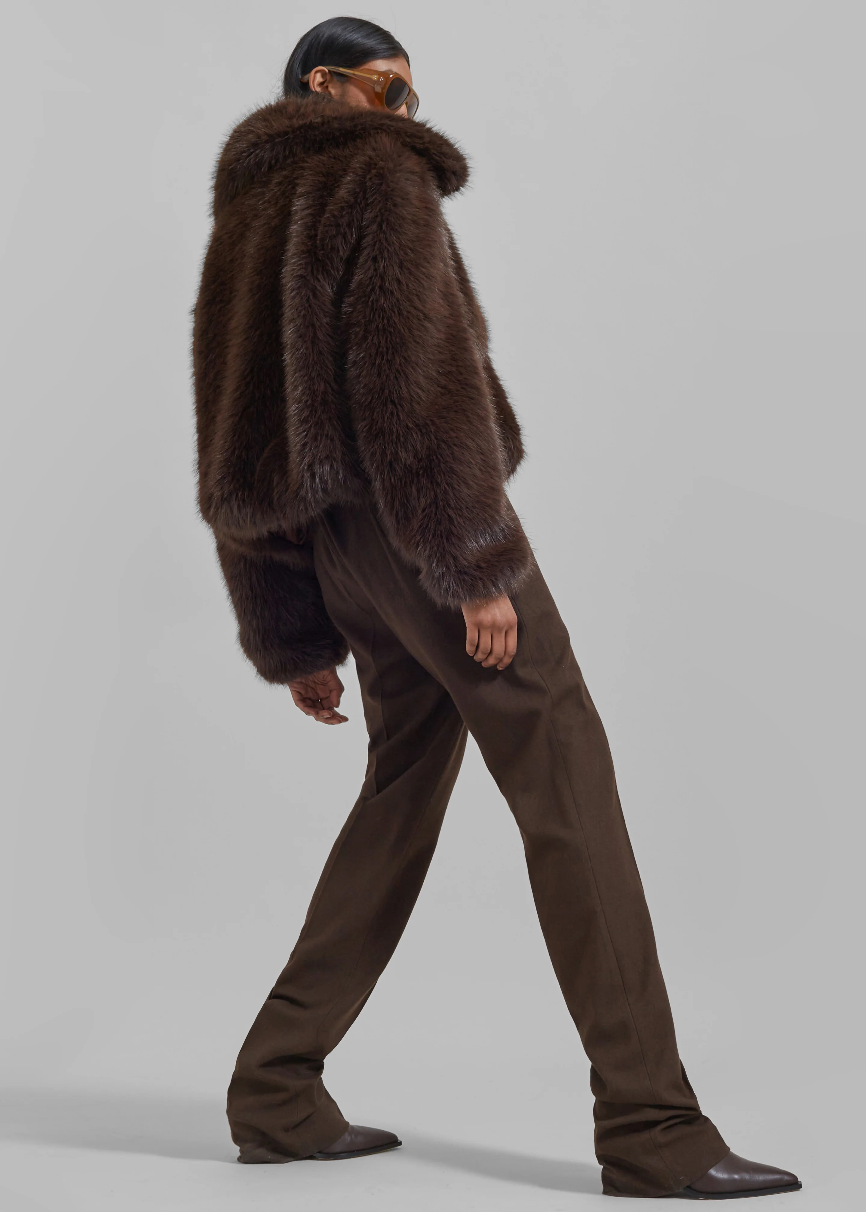 Hope Faux Fur Jacket - Brown - Image 4