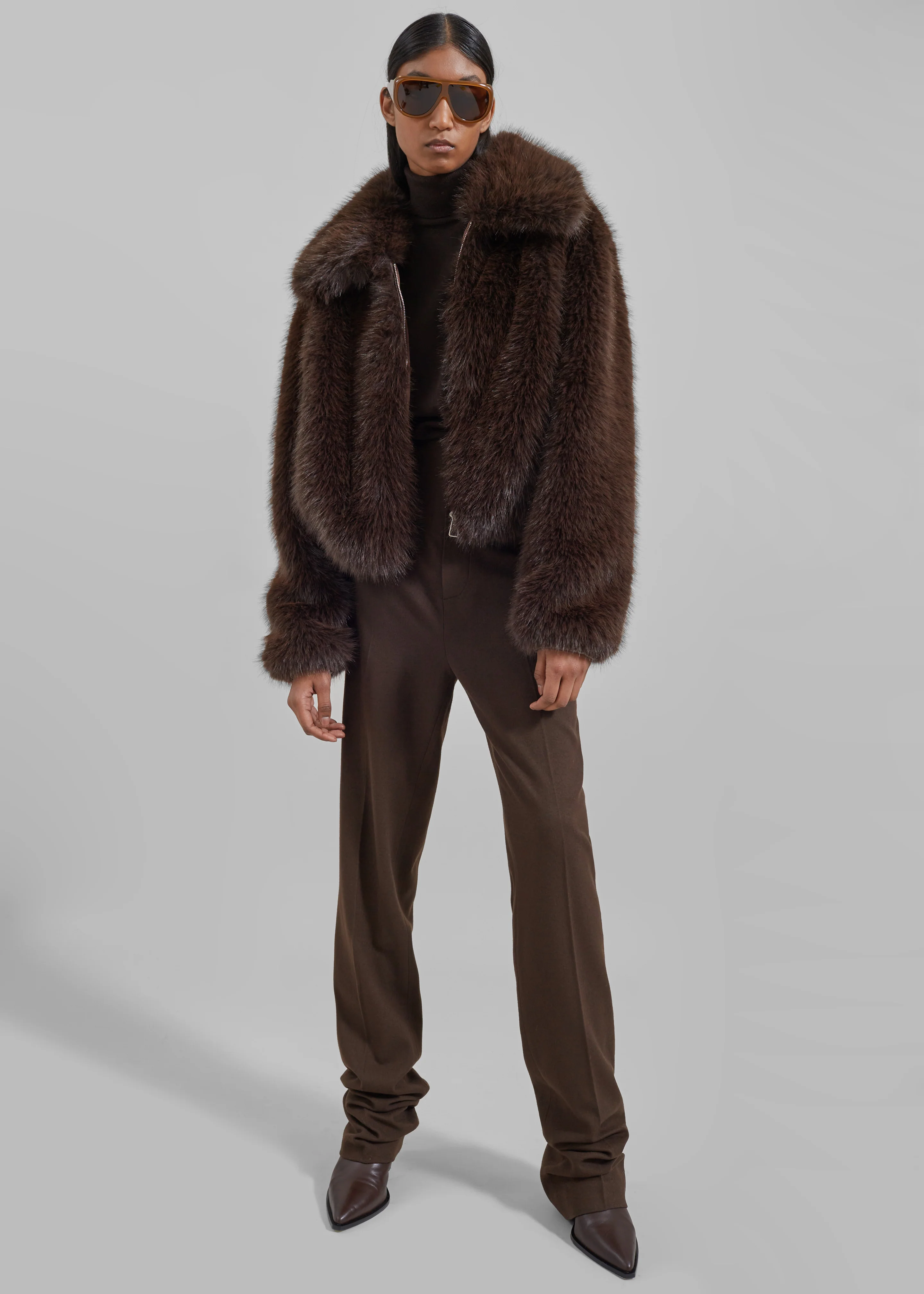 Hope Faux Fur Jacket - Brown - Image 5