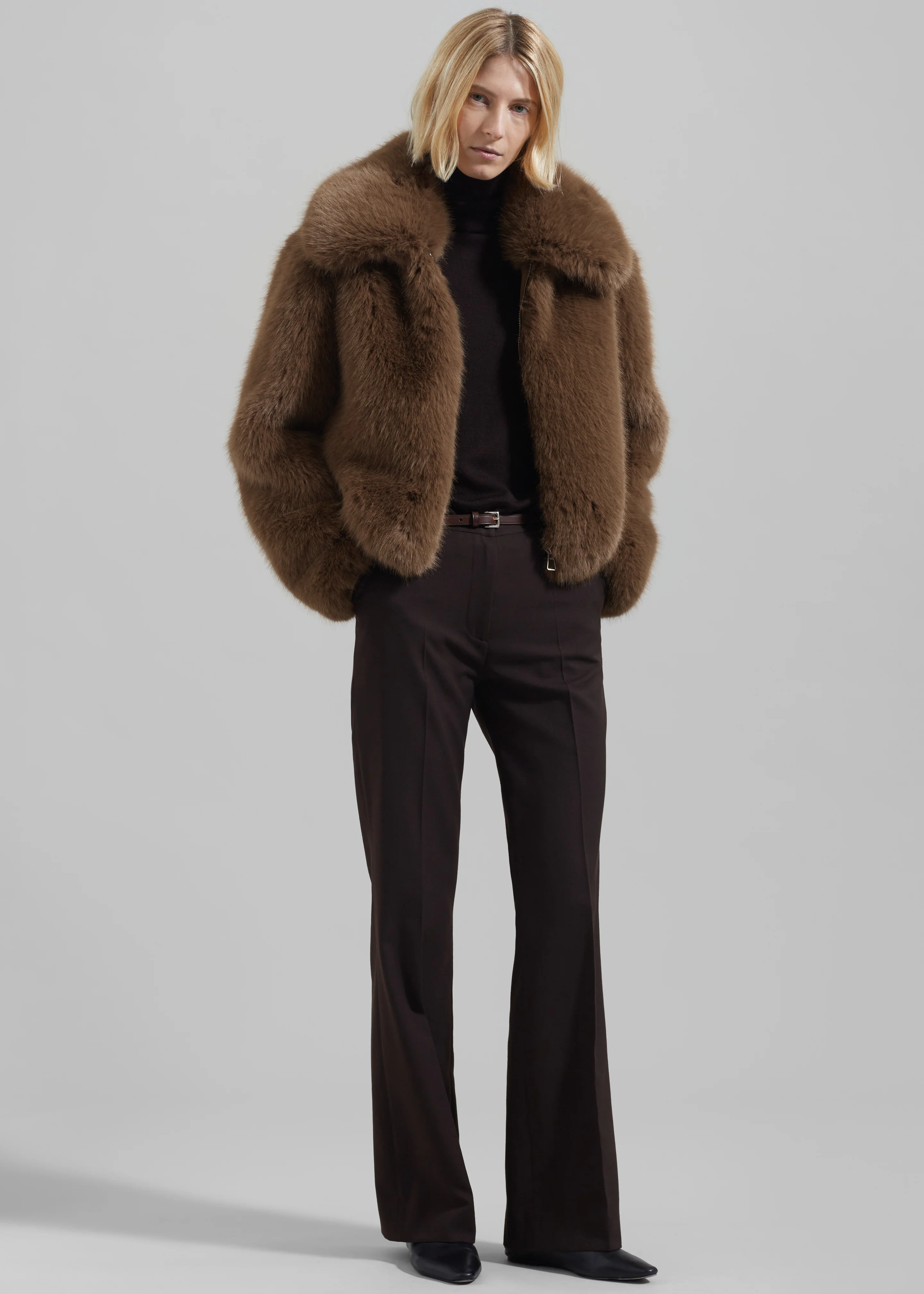 Hope Faux Fur Jacket - Camel - Image 8