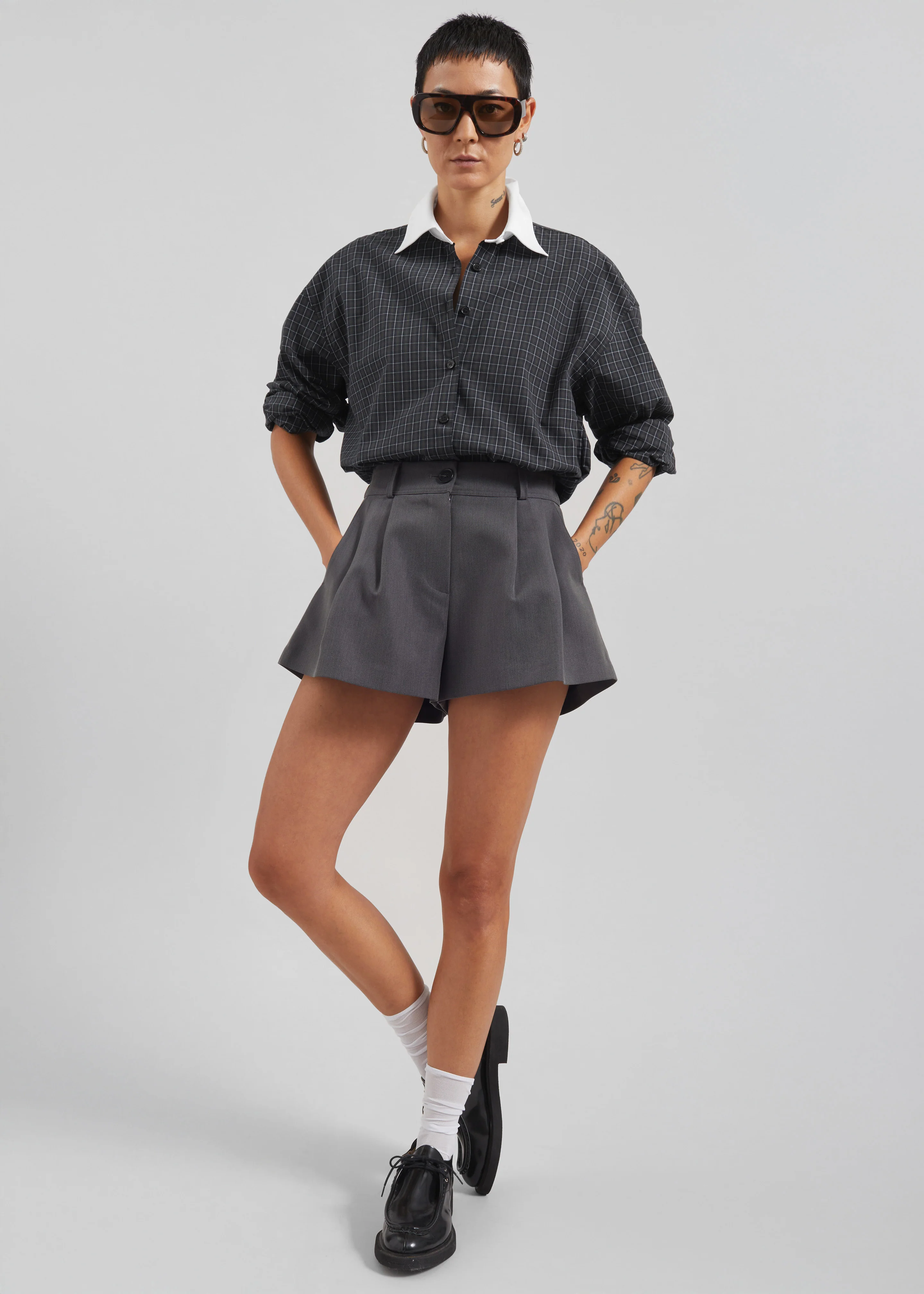 Hylan Checked Shirt - Dark Grey - Image 11