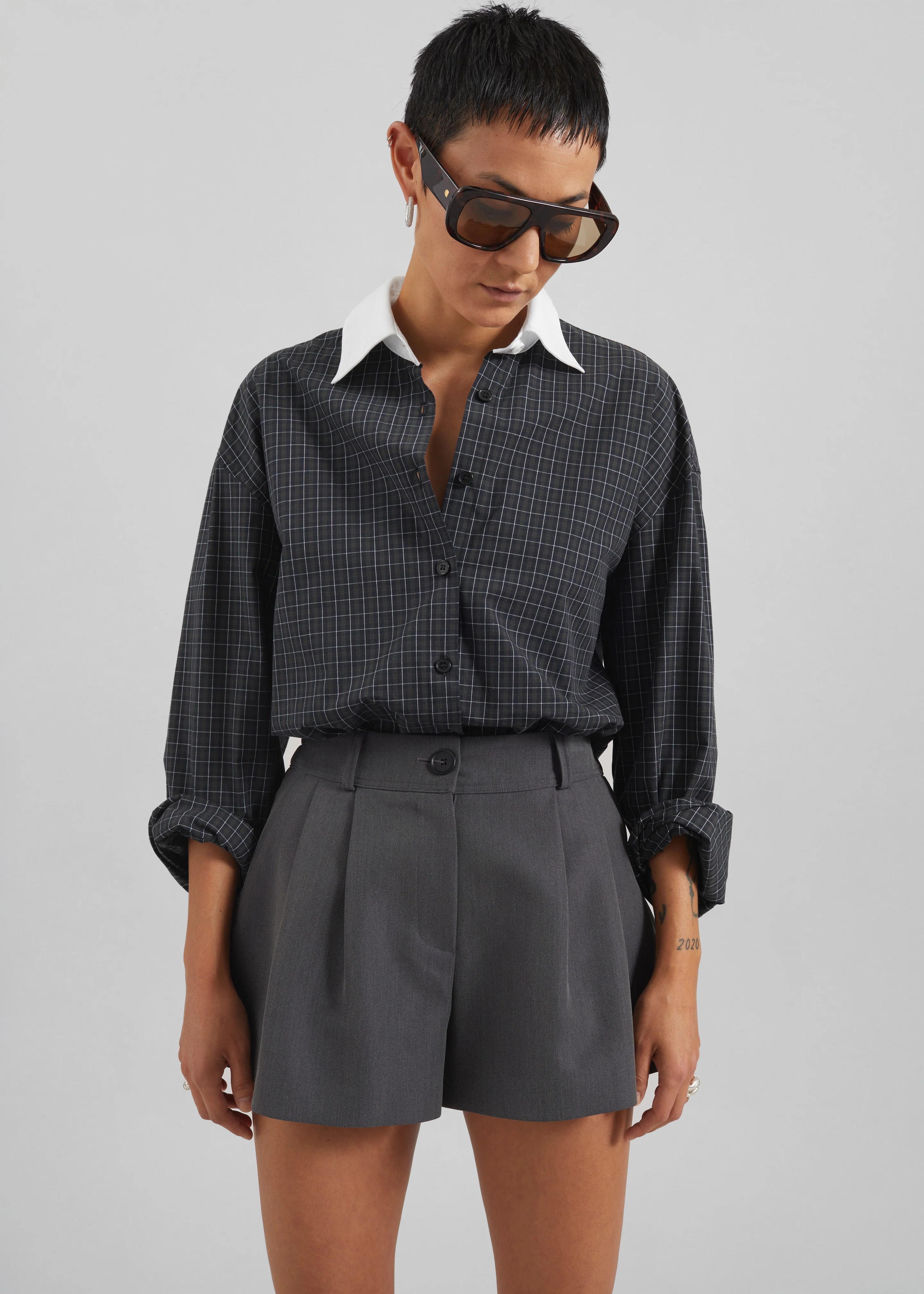 Hylan Checked Shirt - Dark Grey - Image 9