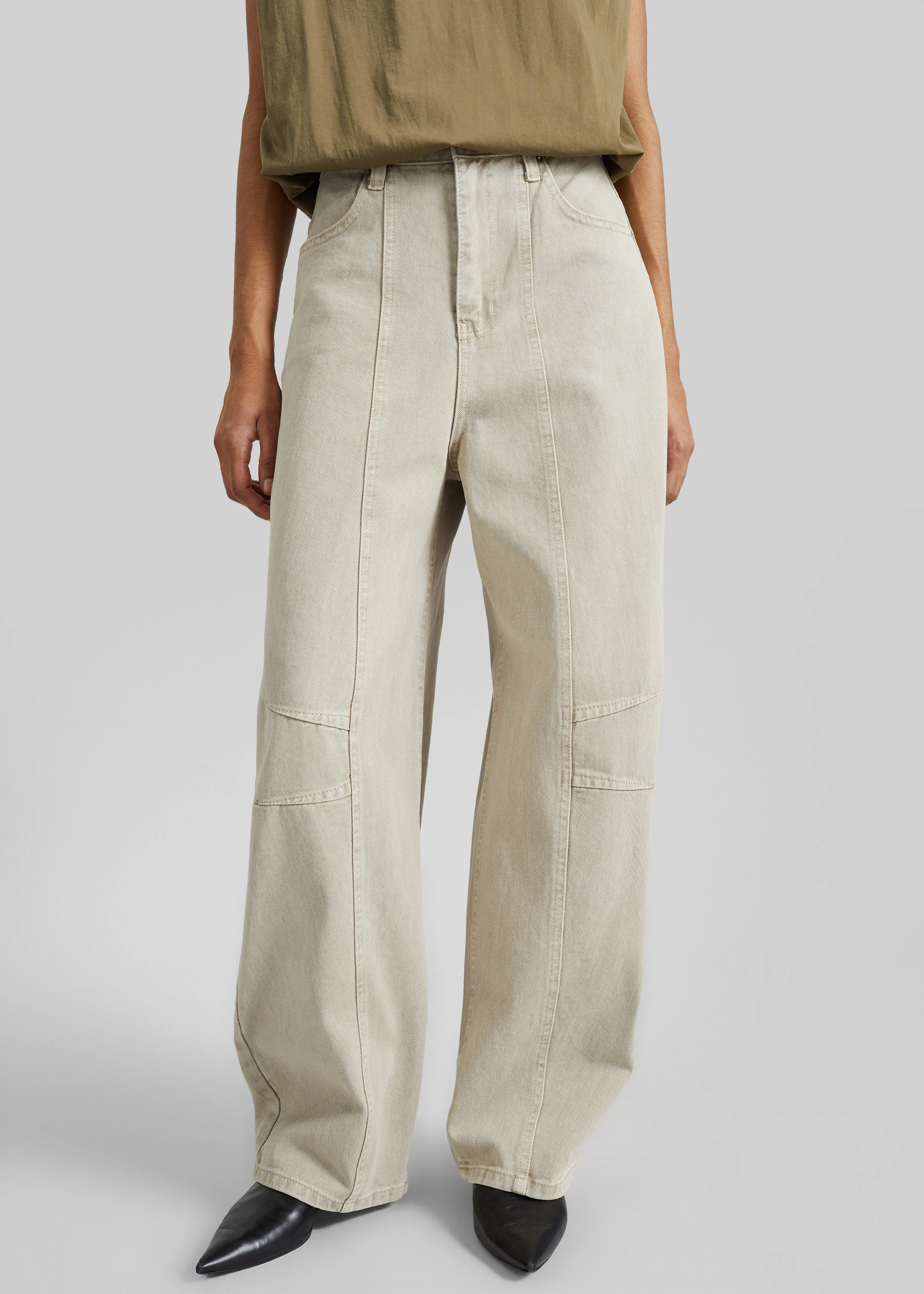 Idre Barrel Leg Jeans - Beige - Image 6
