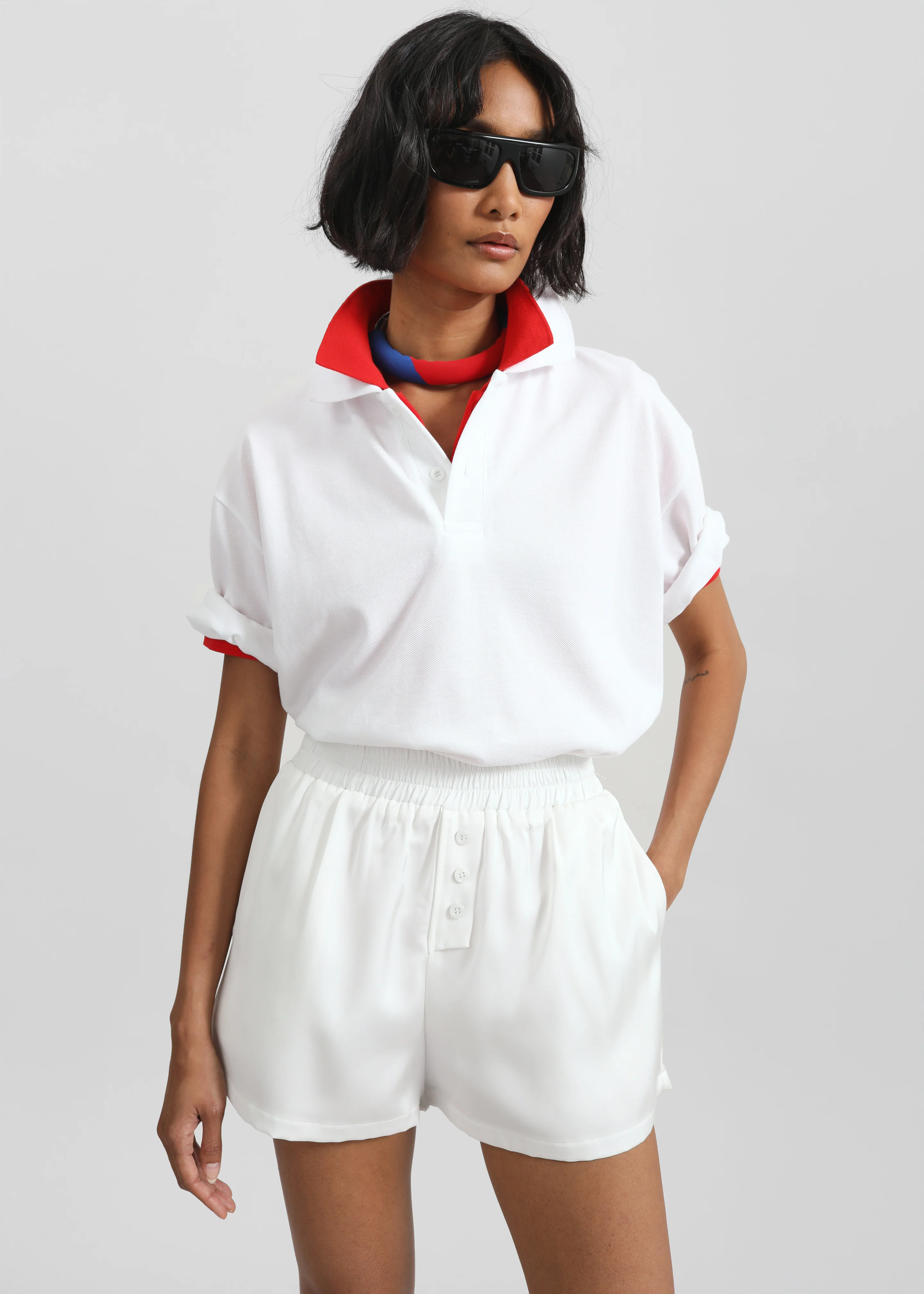 Ilsen Satin Boxer Shorts - White - Image 4