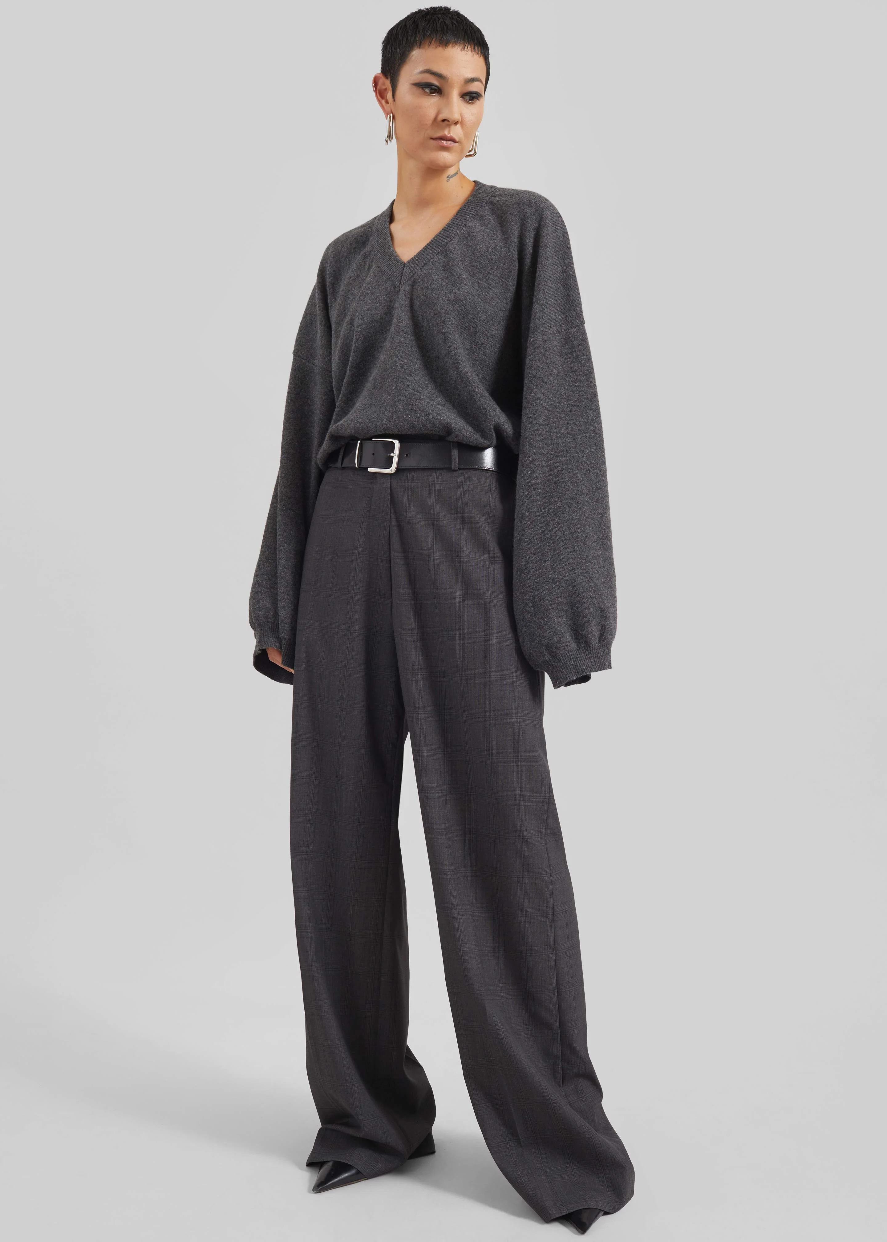 Ilston V-Neck Sweater - Grey - Image 4