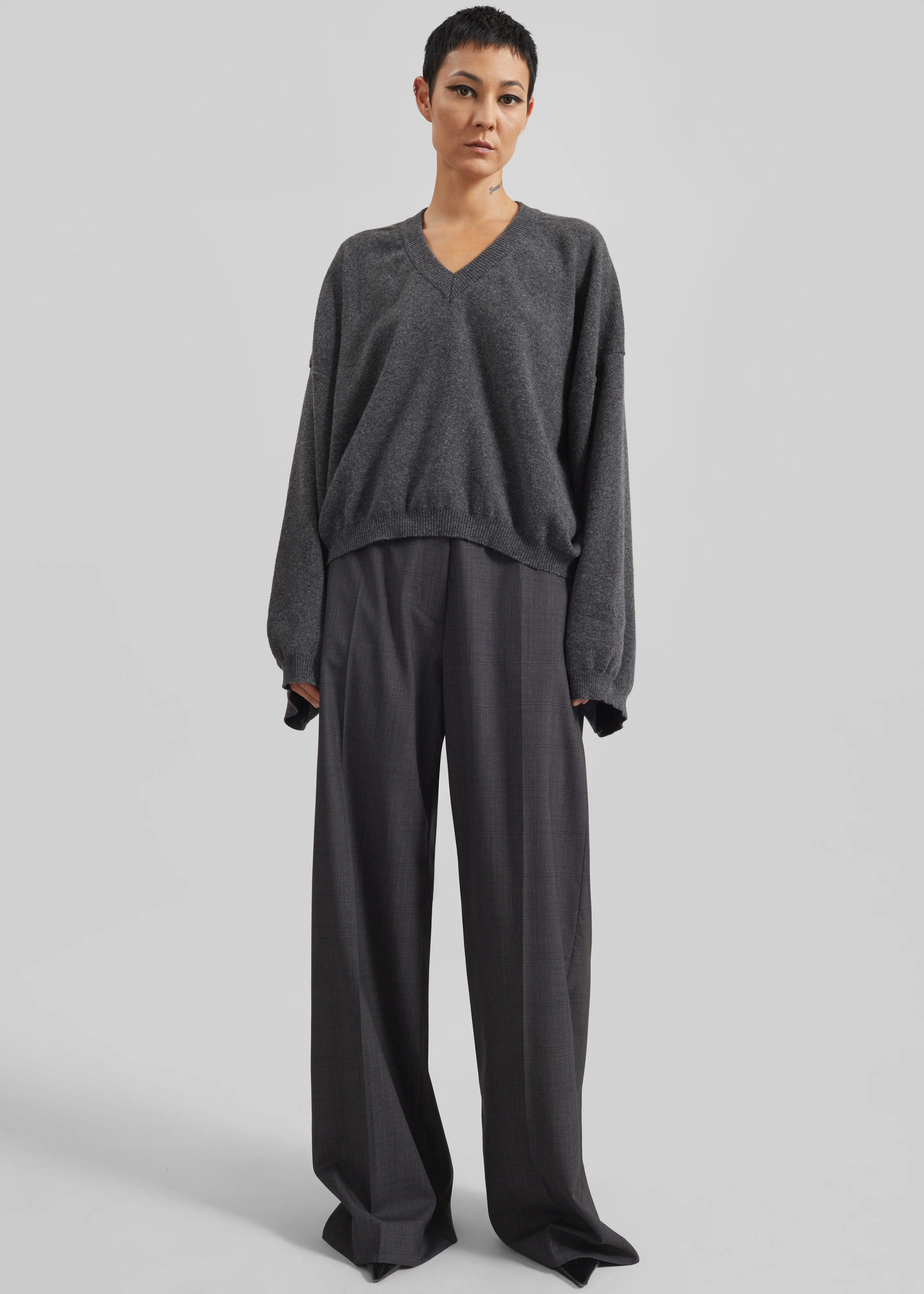 Ilston V-Neck Sweater - Grey - Image 6
