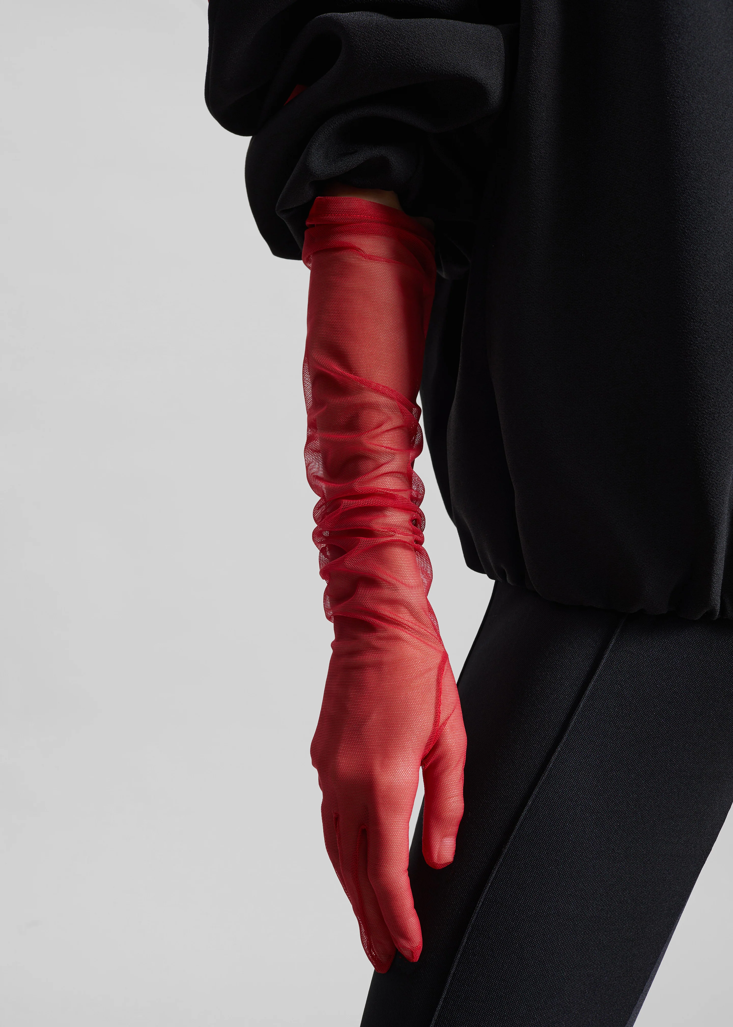 Inna Mesh Long Gloves - Red - Image 3