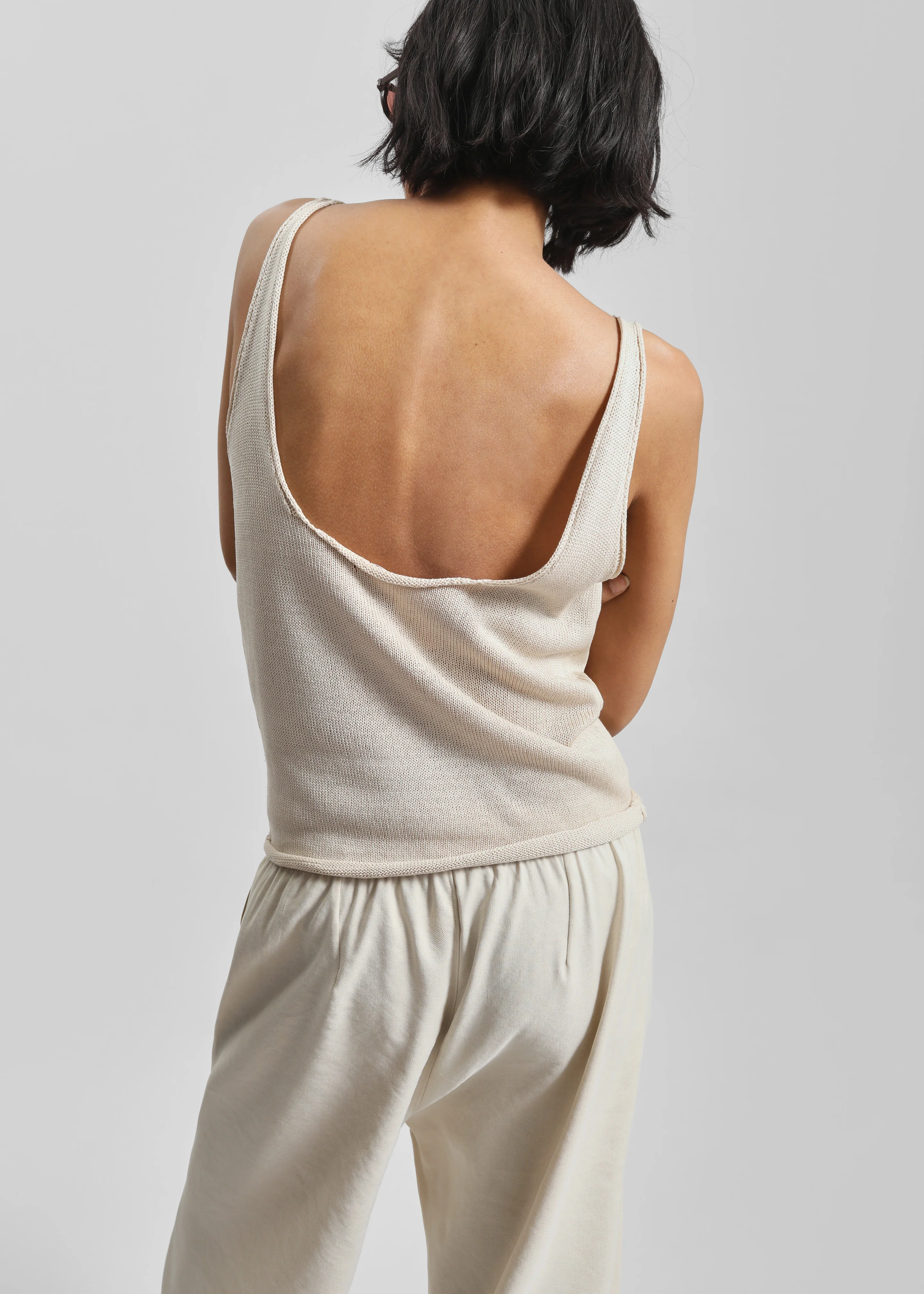 Islay Open-Back Knit Tank - Beige - Image 10