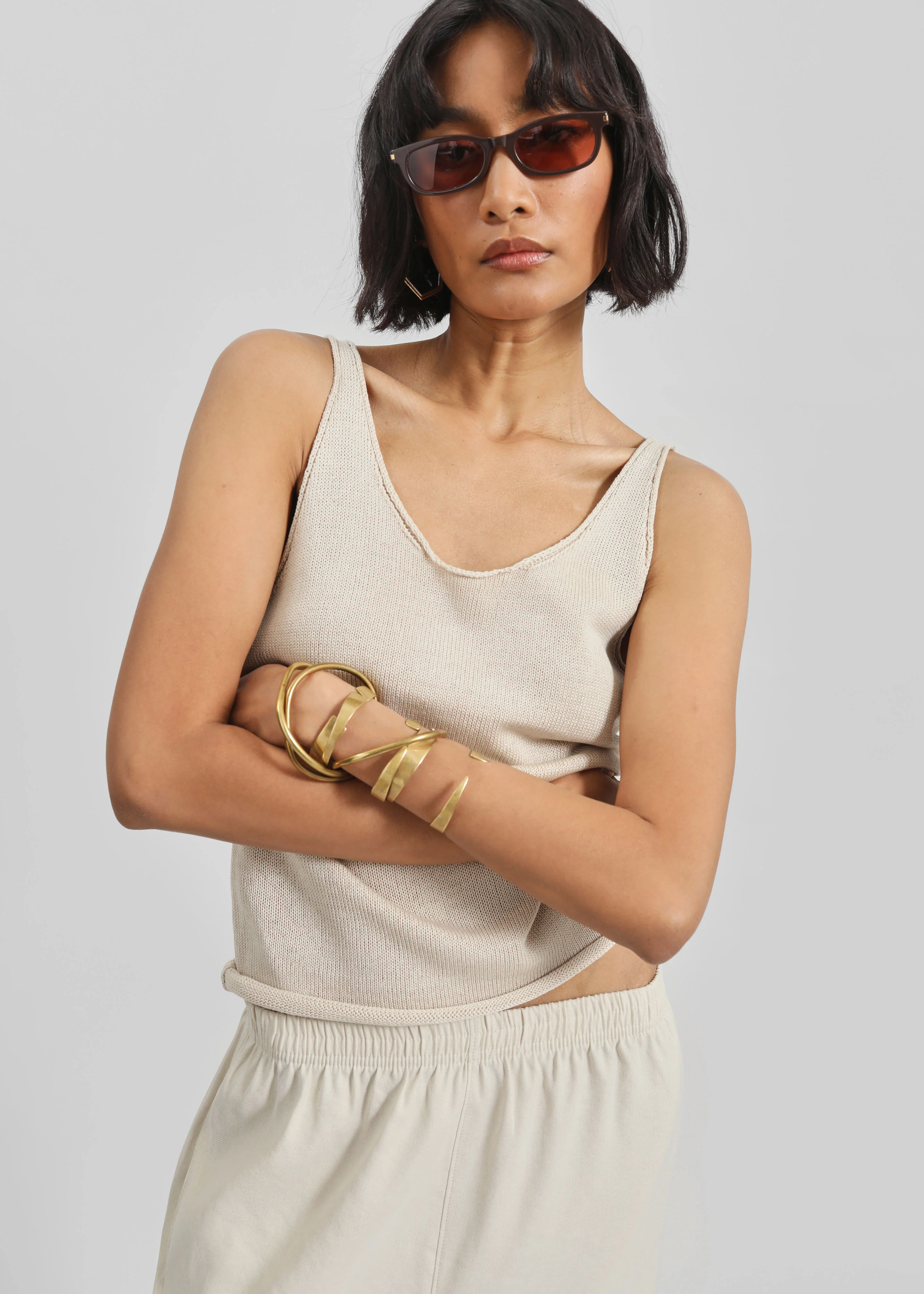 Islay Open-Back Knit Tank - Beige - Image 6