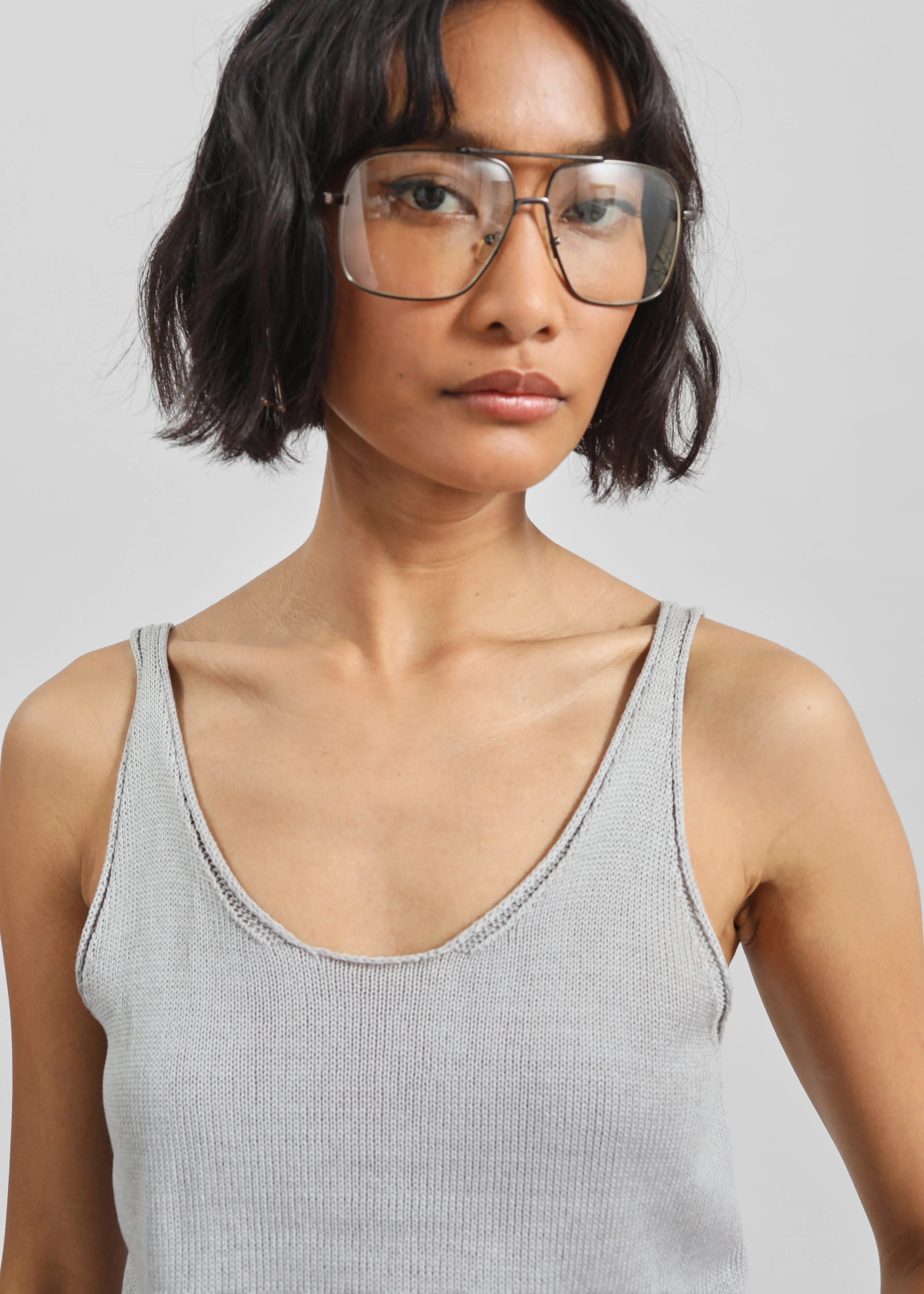 Islay Open-Back Knit Tank - Grey - Image 4