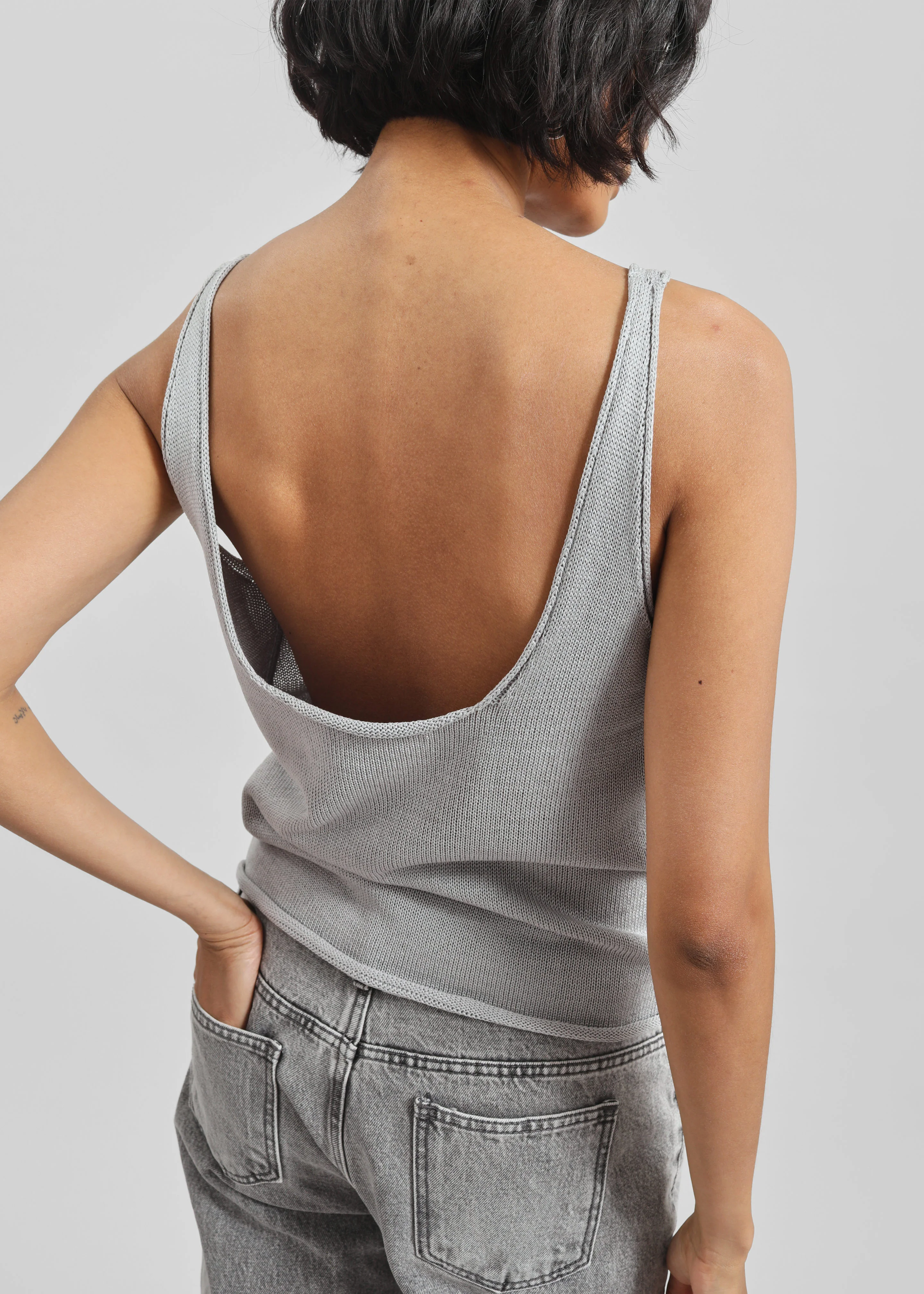 Islay Open-Back Knit Tank - Grey - Image 5