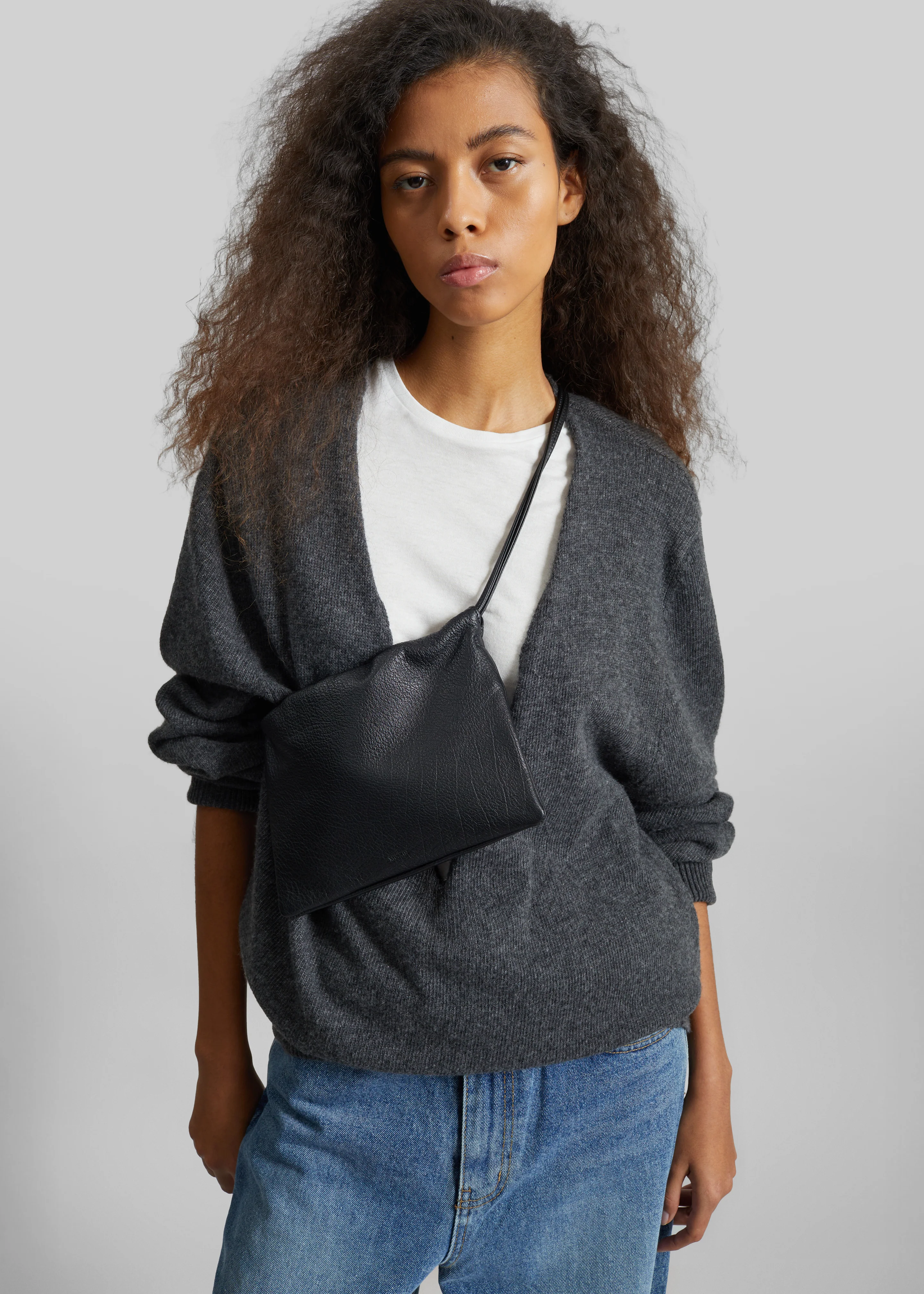 Issy Deep V-Neck Pullover - Dark Grey - Image 2