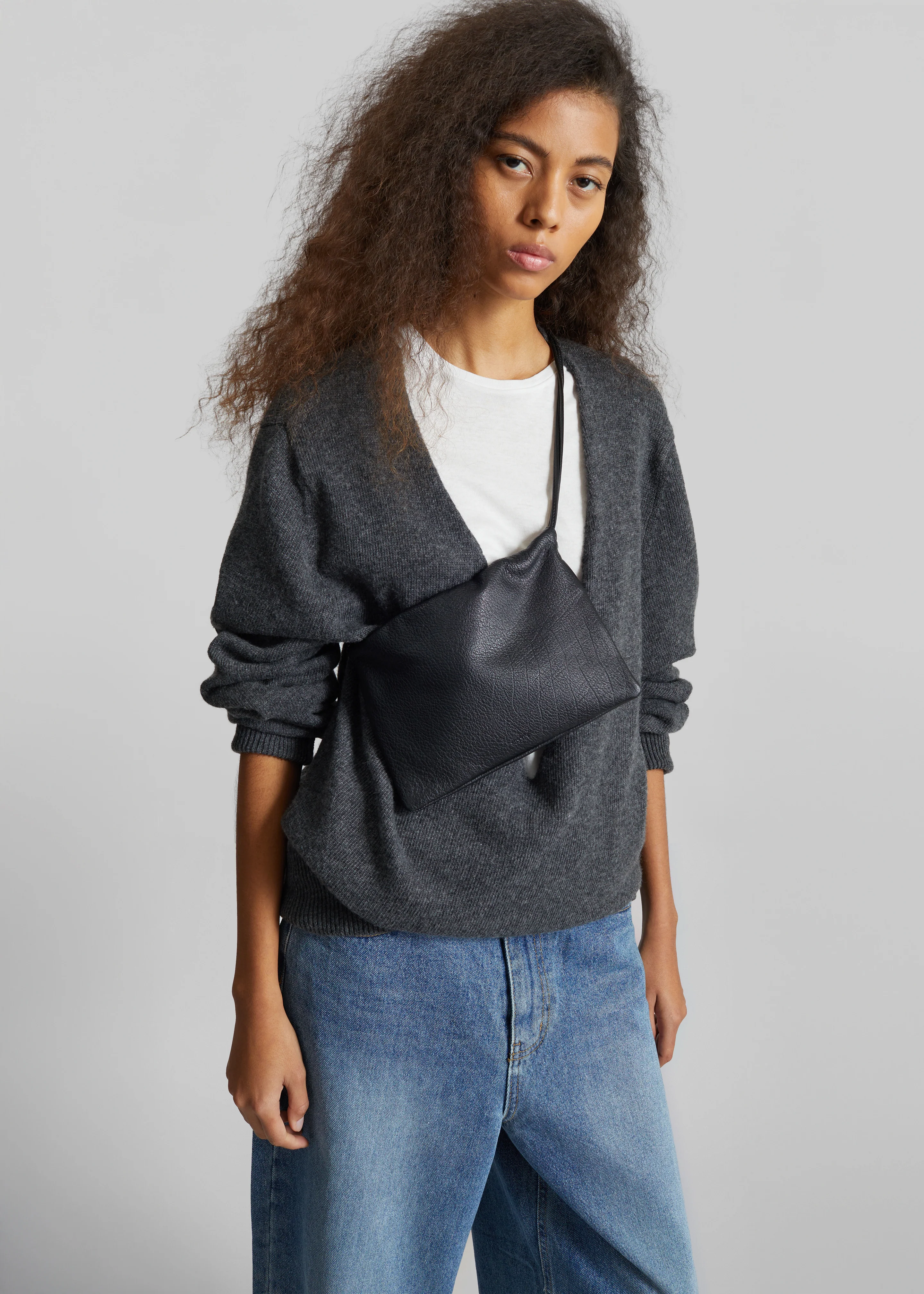 Issy Deep V-Neck Pullover - Dark Grey - Image 5