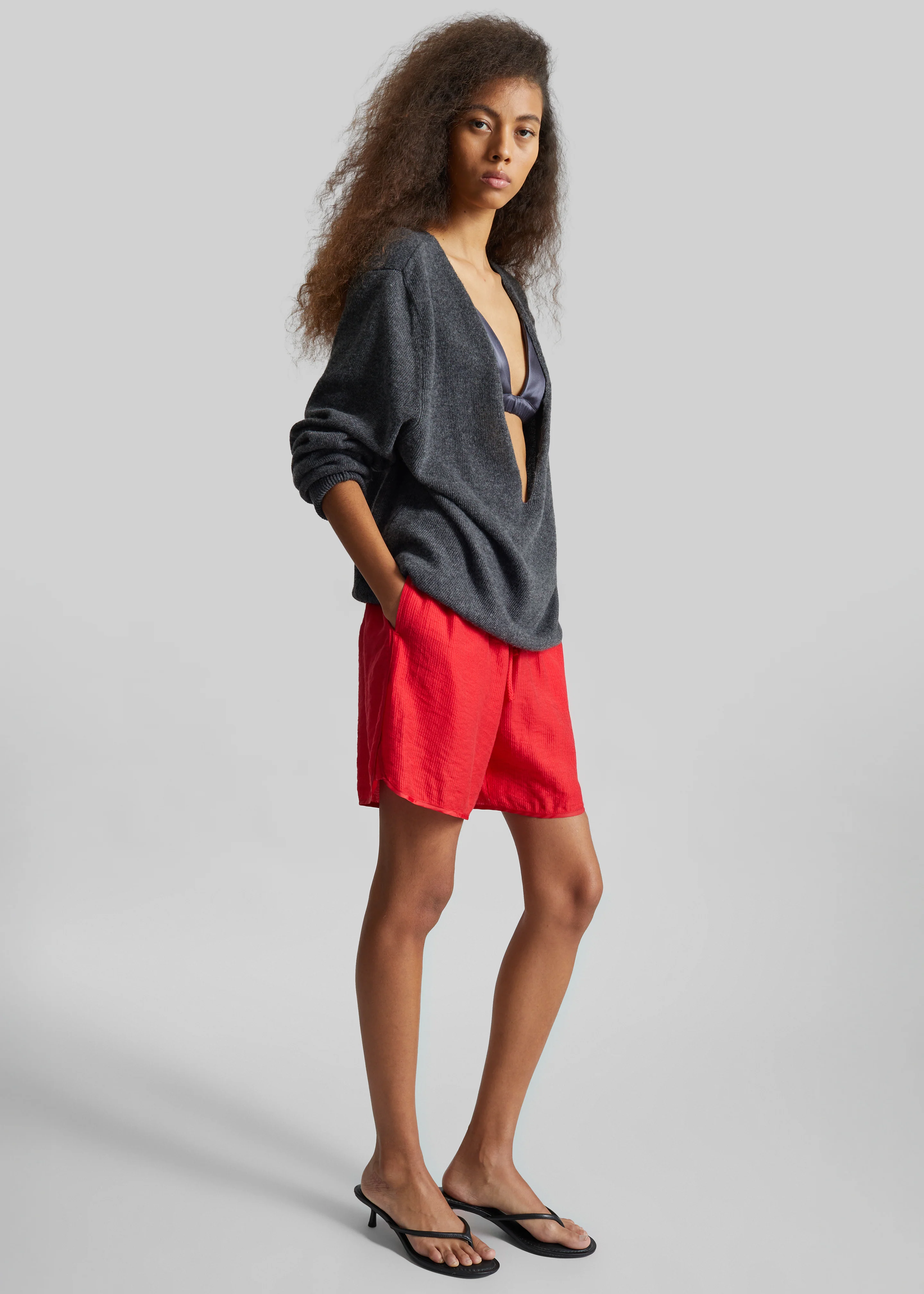 Issy Deep V-Neck Pullover - Dark Grey - Image 8