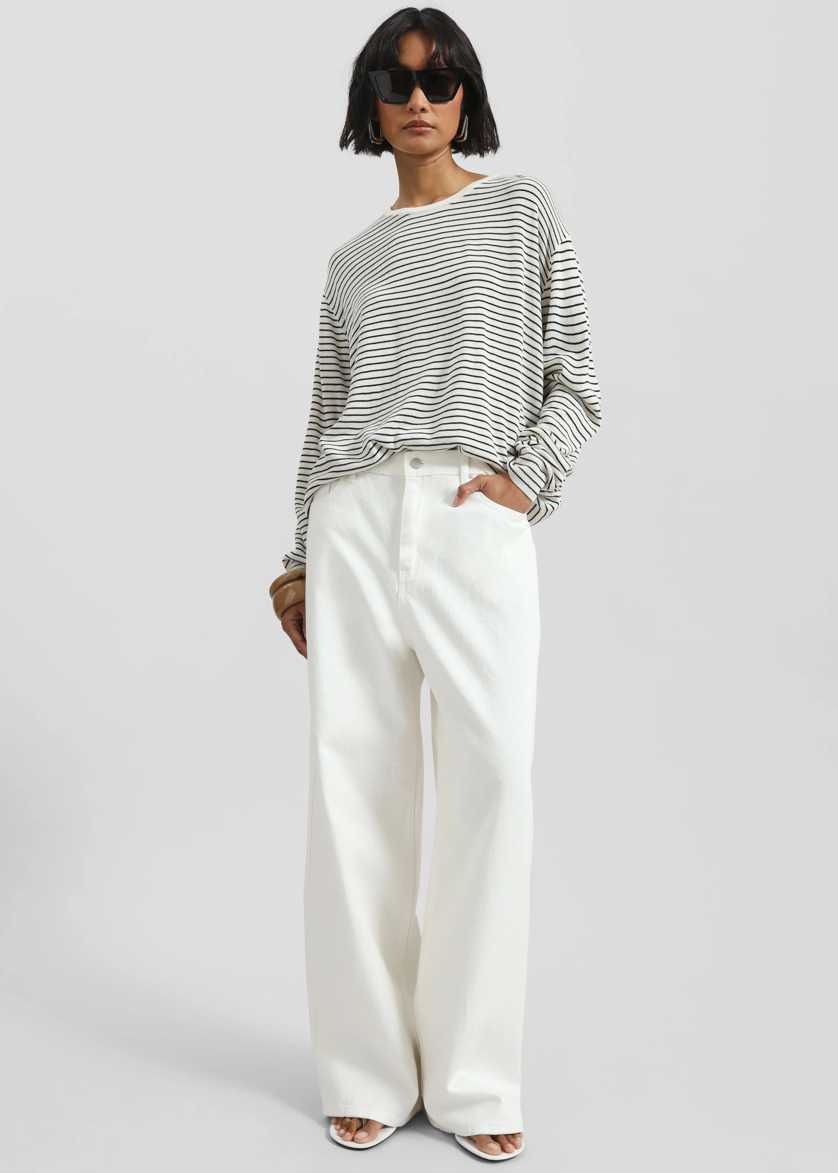 Iven Knit Pullover - White/Black Stripe - Image 7