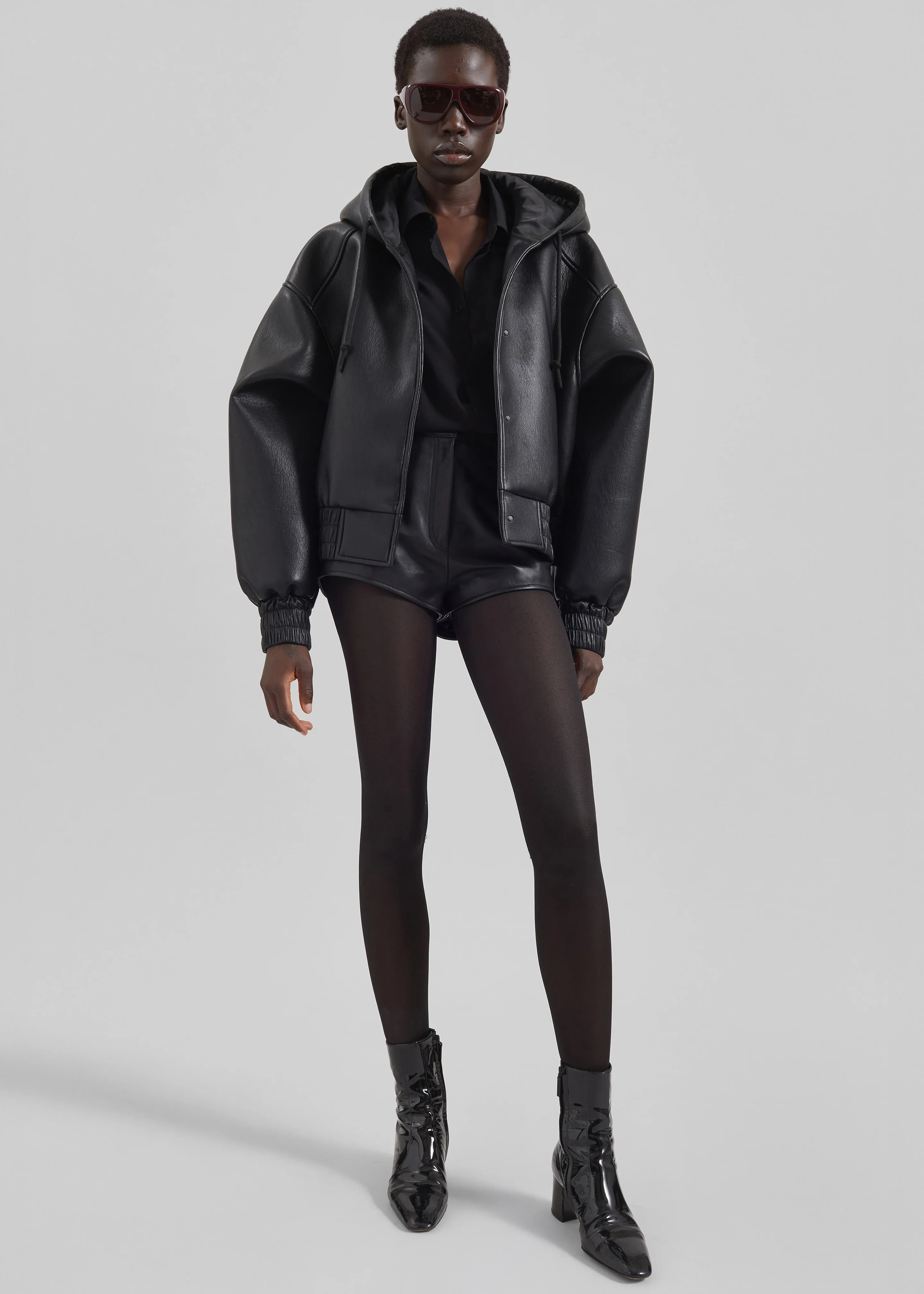 Jackson Faux Leather Bonded Bomber - Black - Image 4