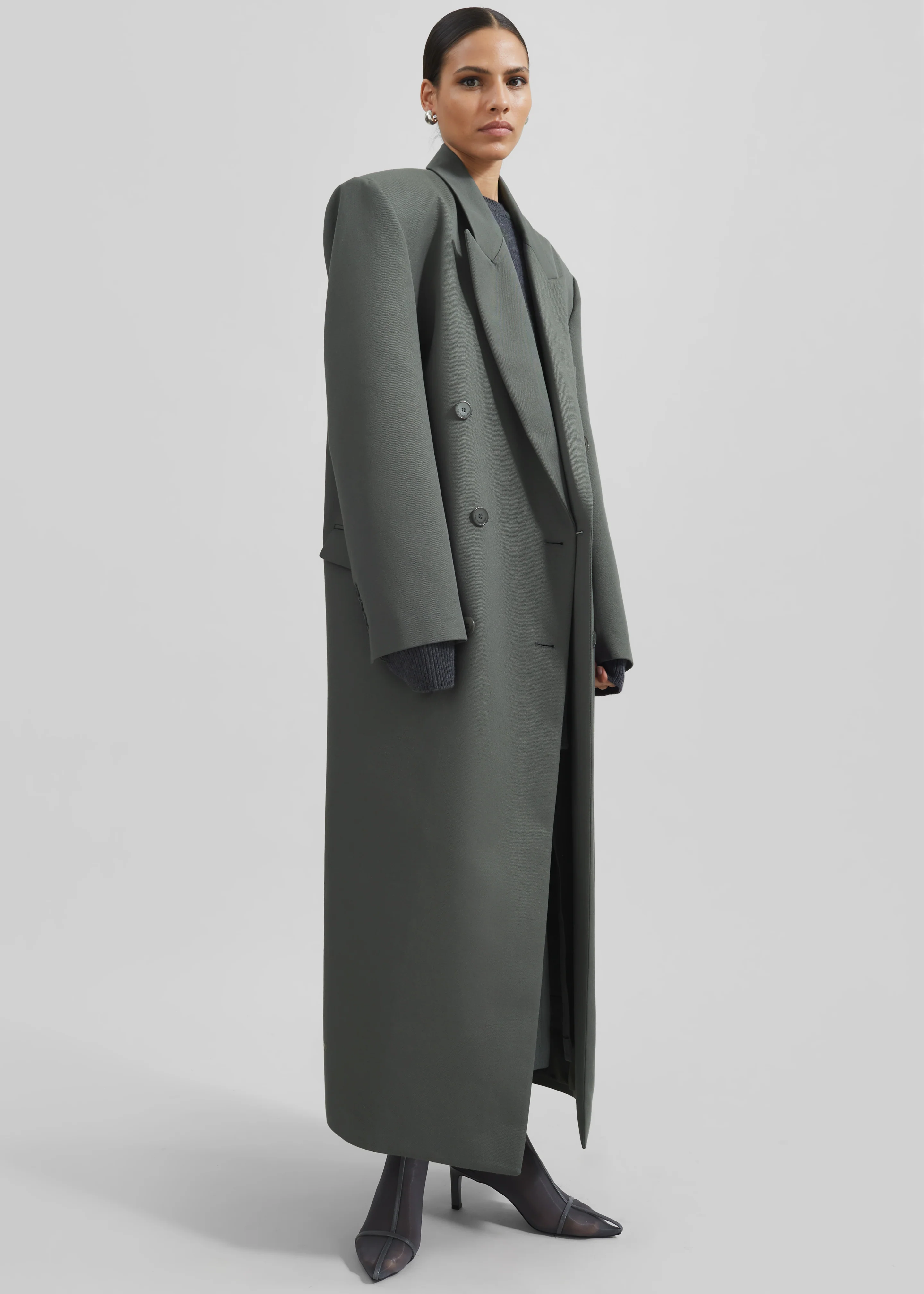 Jane Long Coat - Light Khaki - Image 3