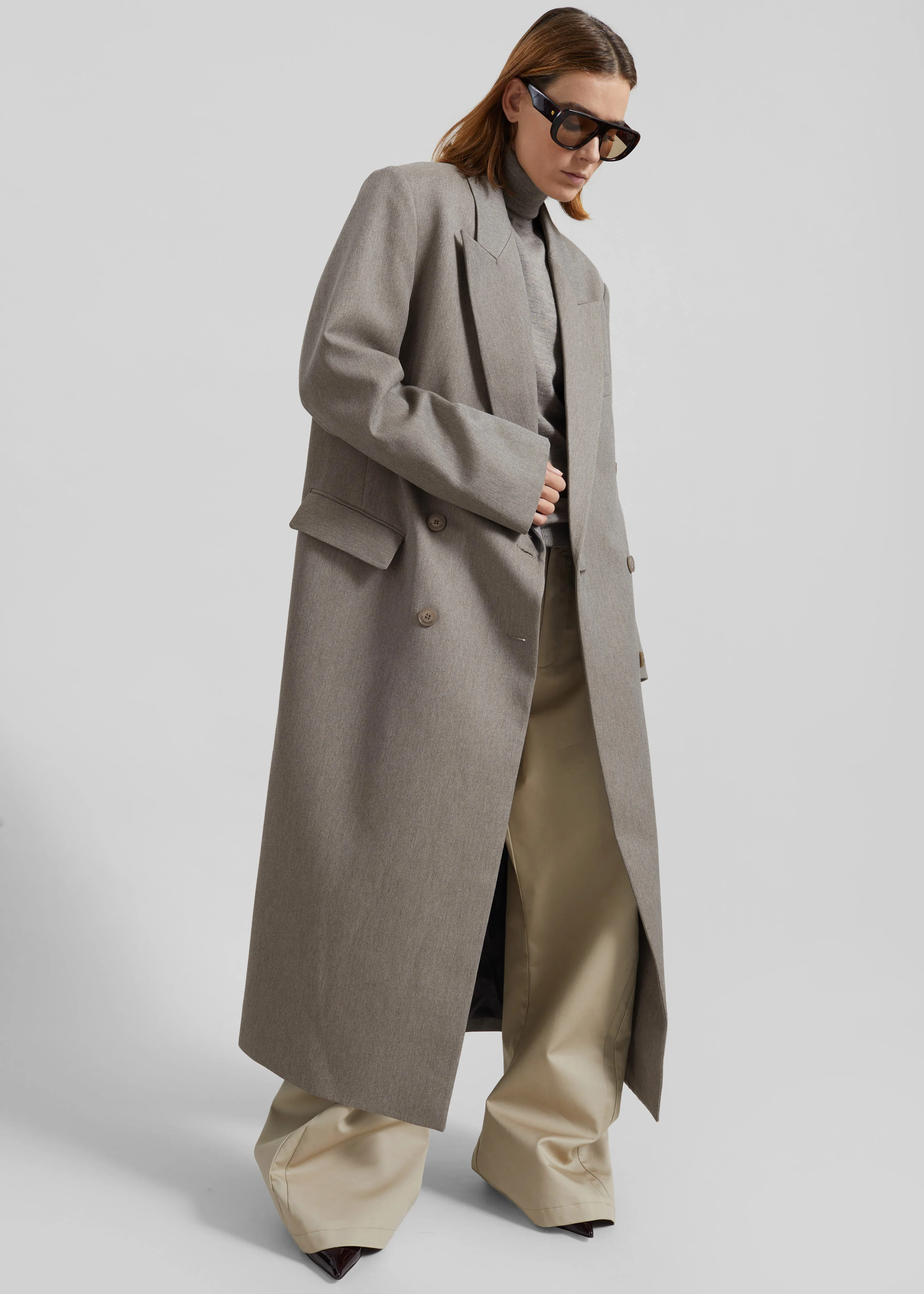 Jane Long Coat - Taupe Melange - Image 2