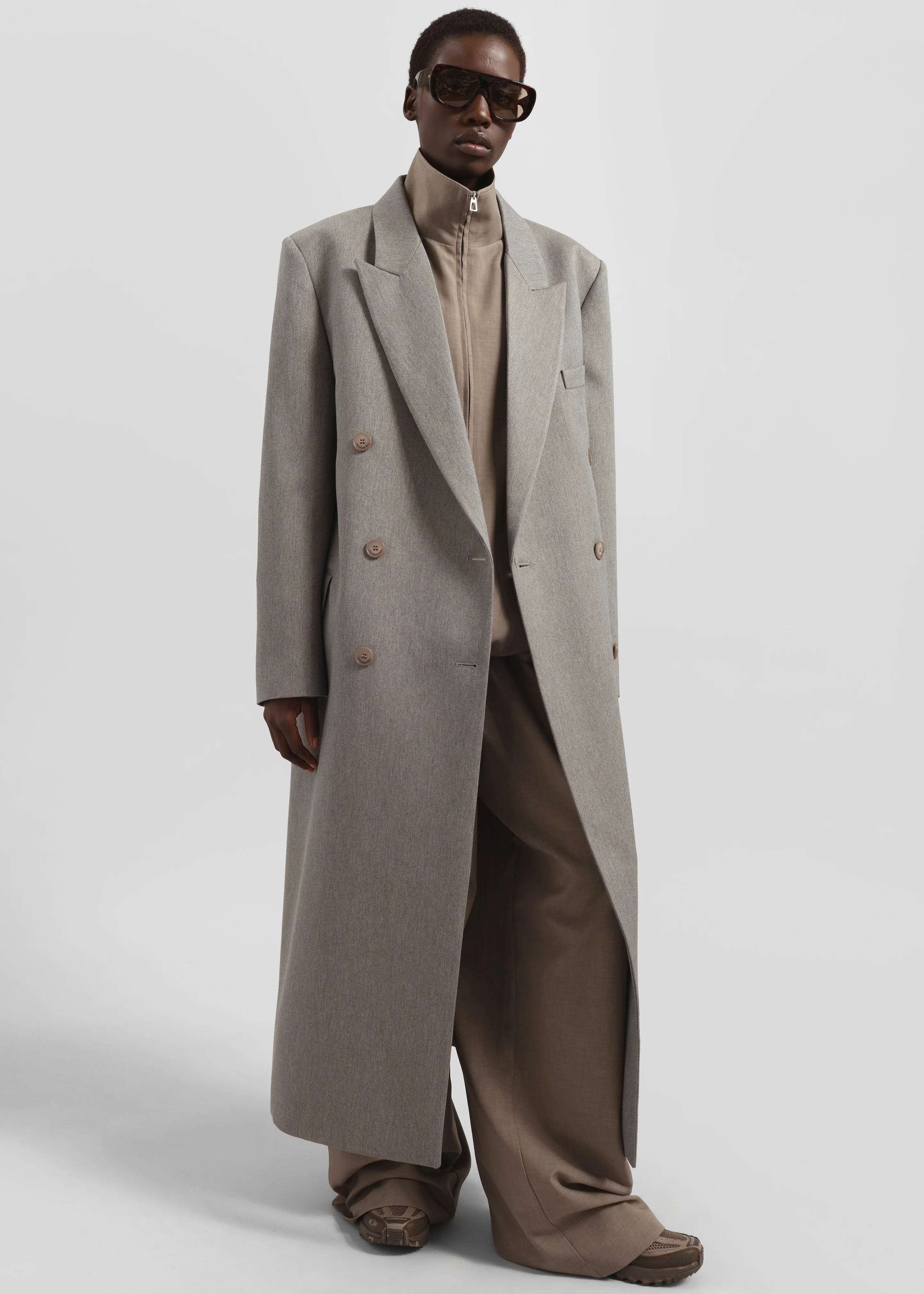 Jane Long Coat - Taupe Melange - Image 4