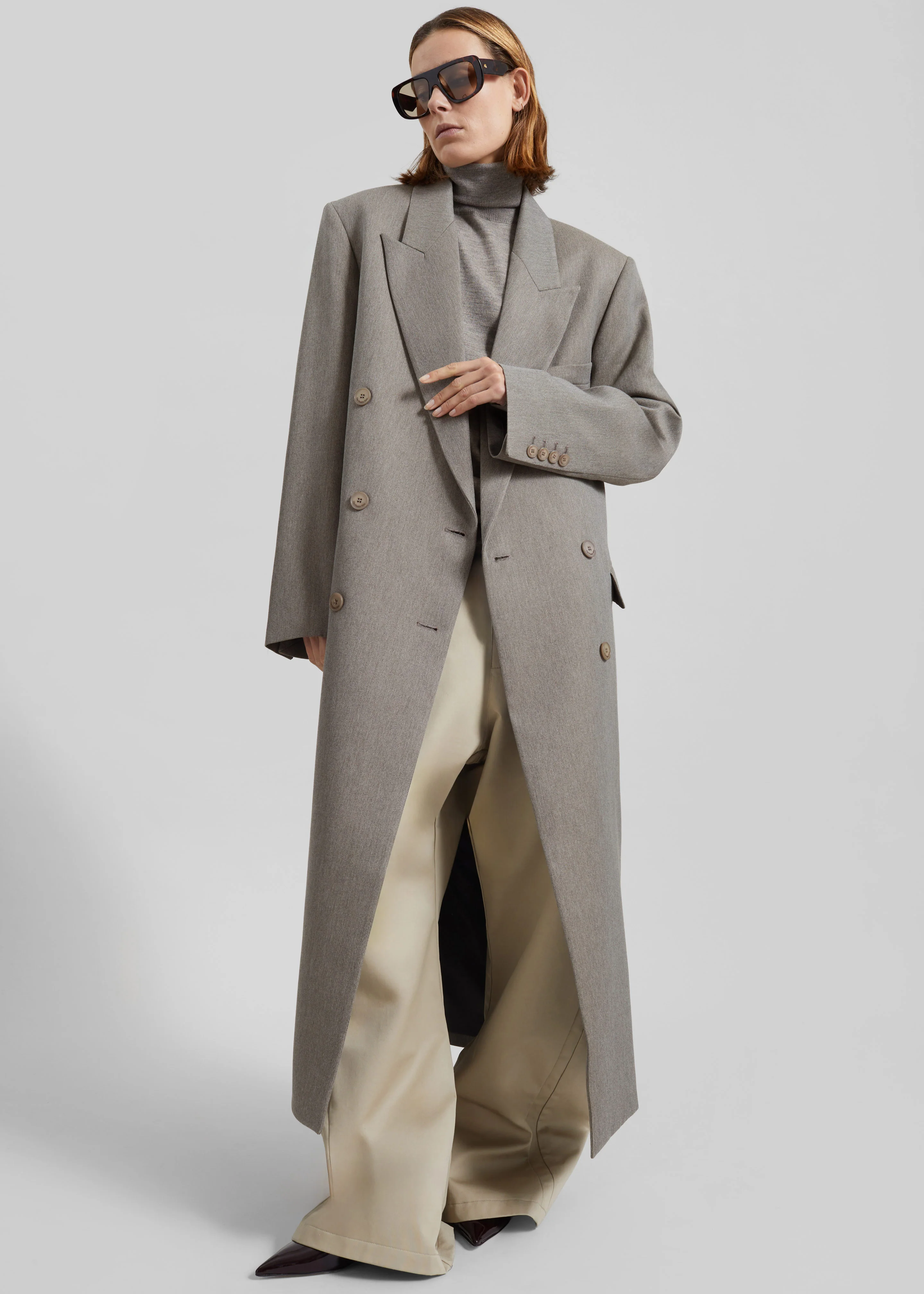Jane Long Coat - Taupe Melange - Image 5
