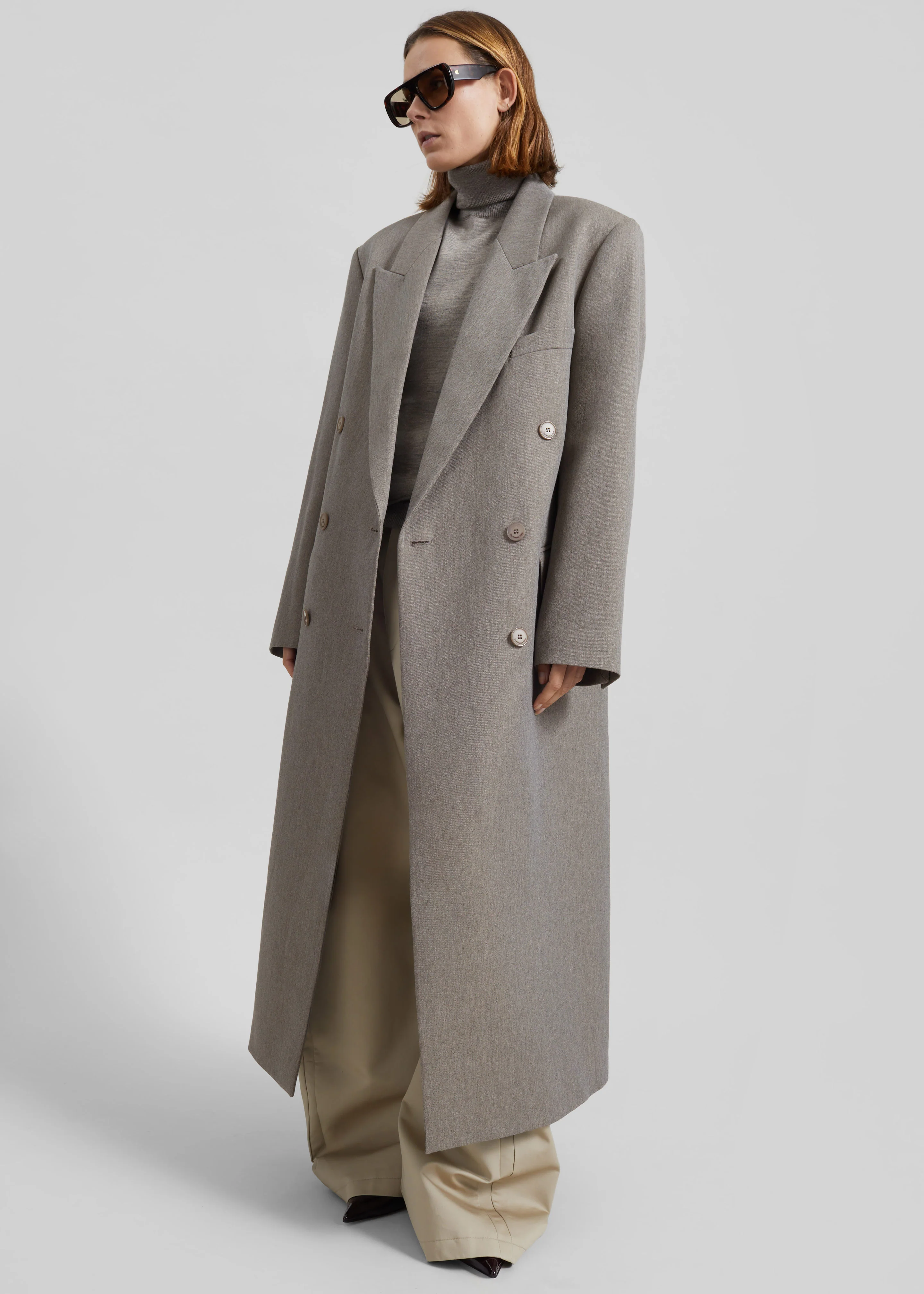 Jane Long Coat - Taupe Melange - Image 8