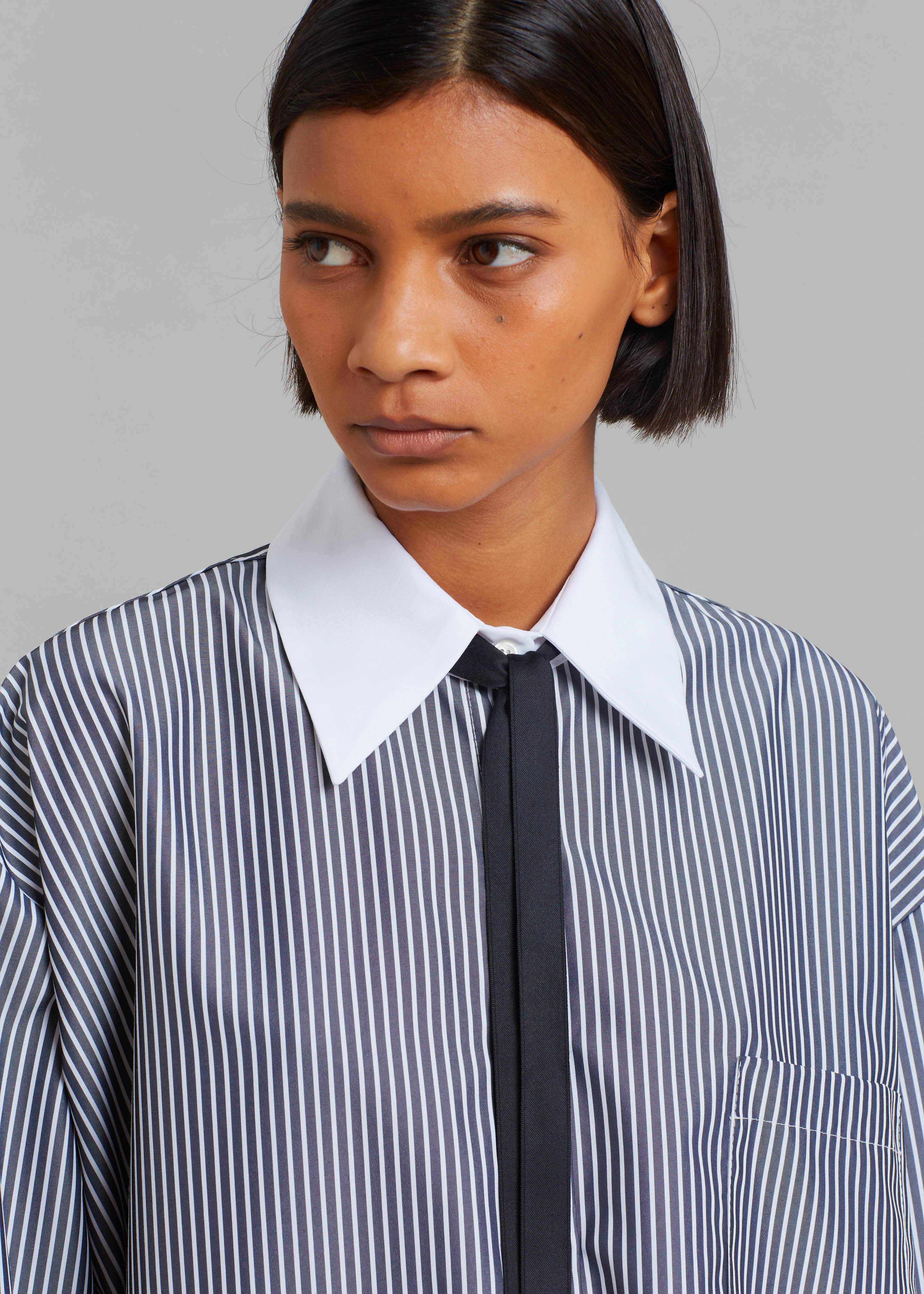 Jany Tie-Neck Shirt - Black Stripe - Image 4