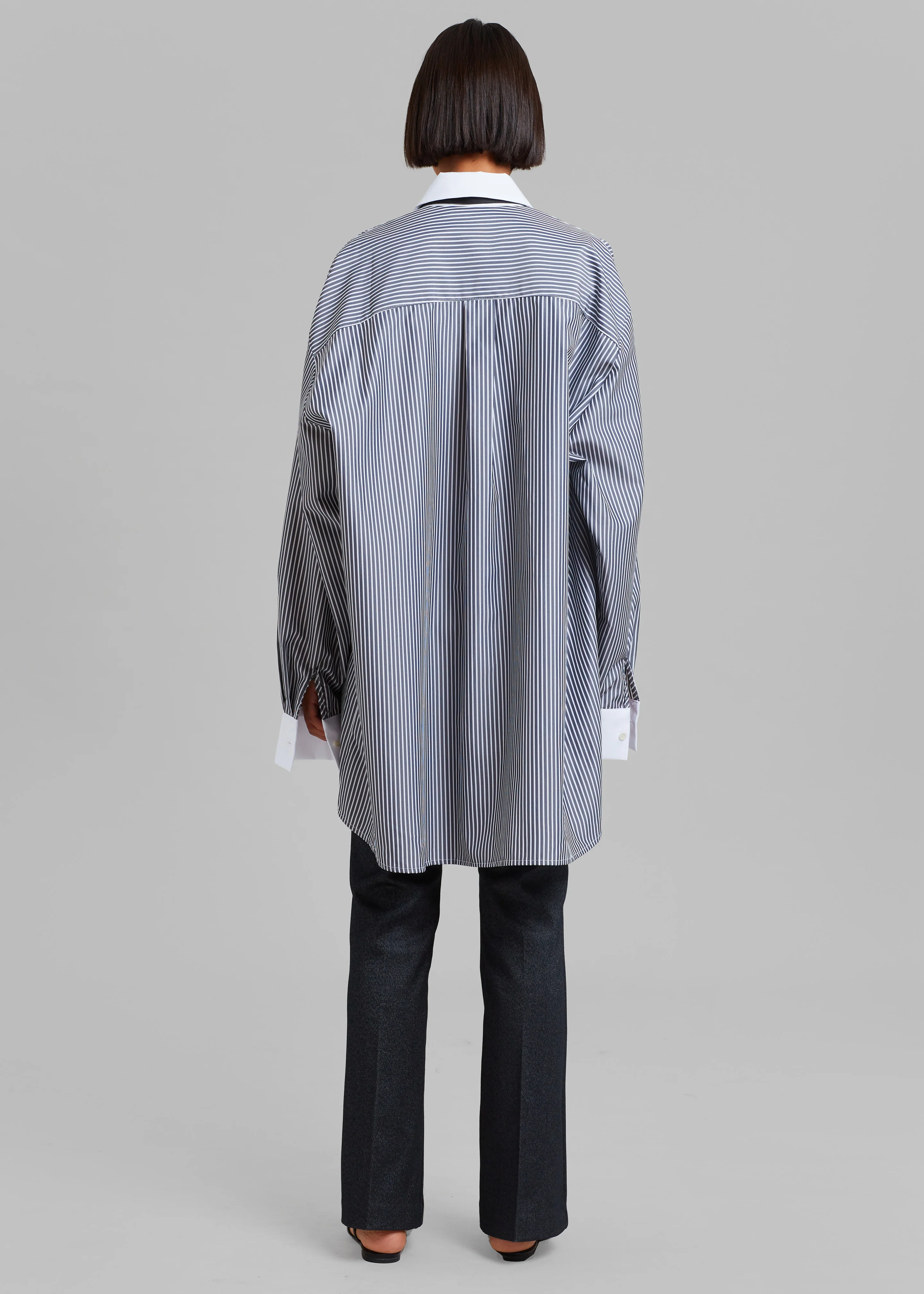 Jany Tie-Neck Shirt - Black Stripe - Image 9
