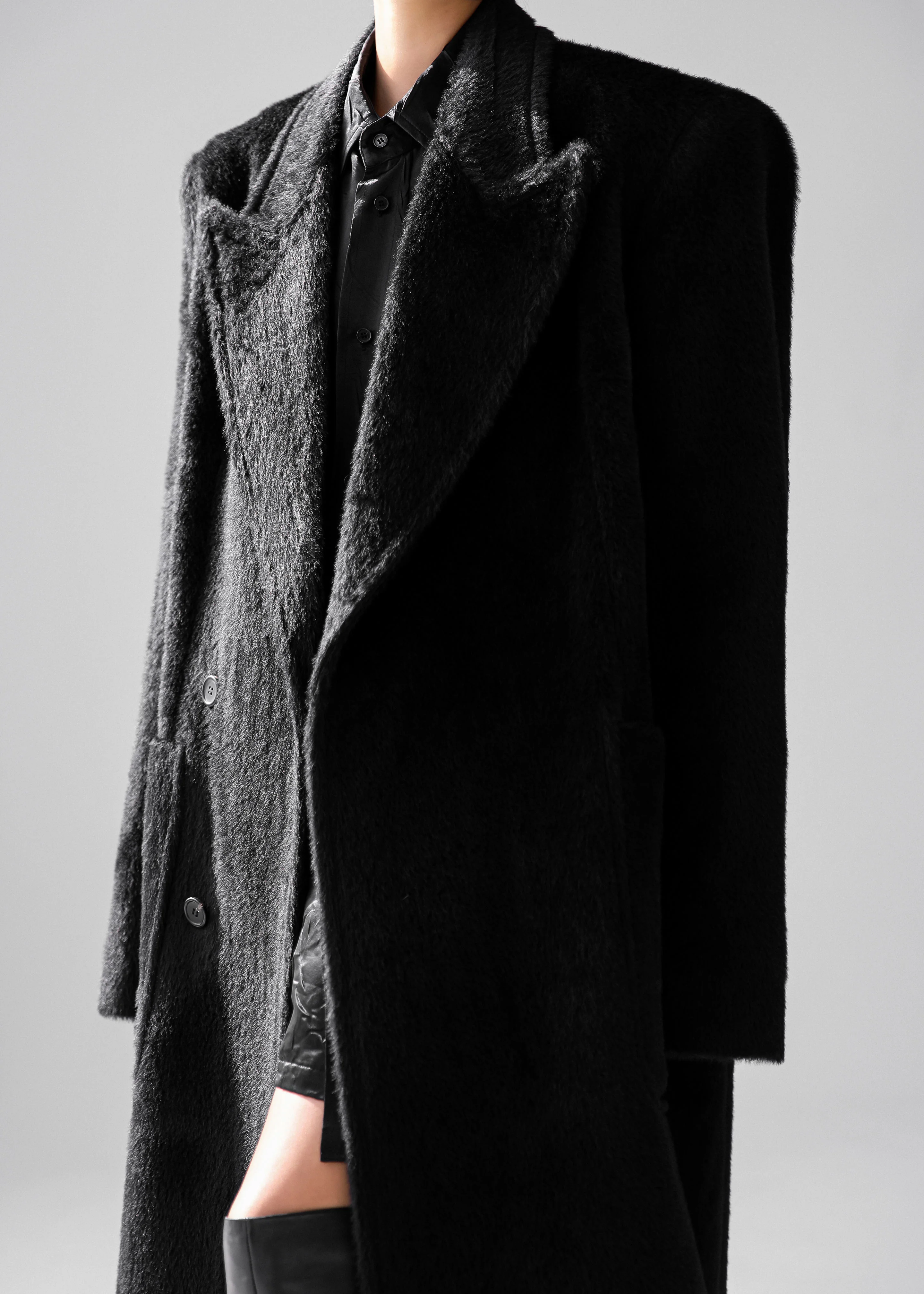 Jaylene Oversized Wool Coat - Black - Image 3