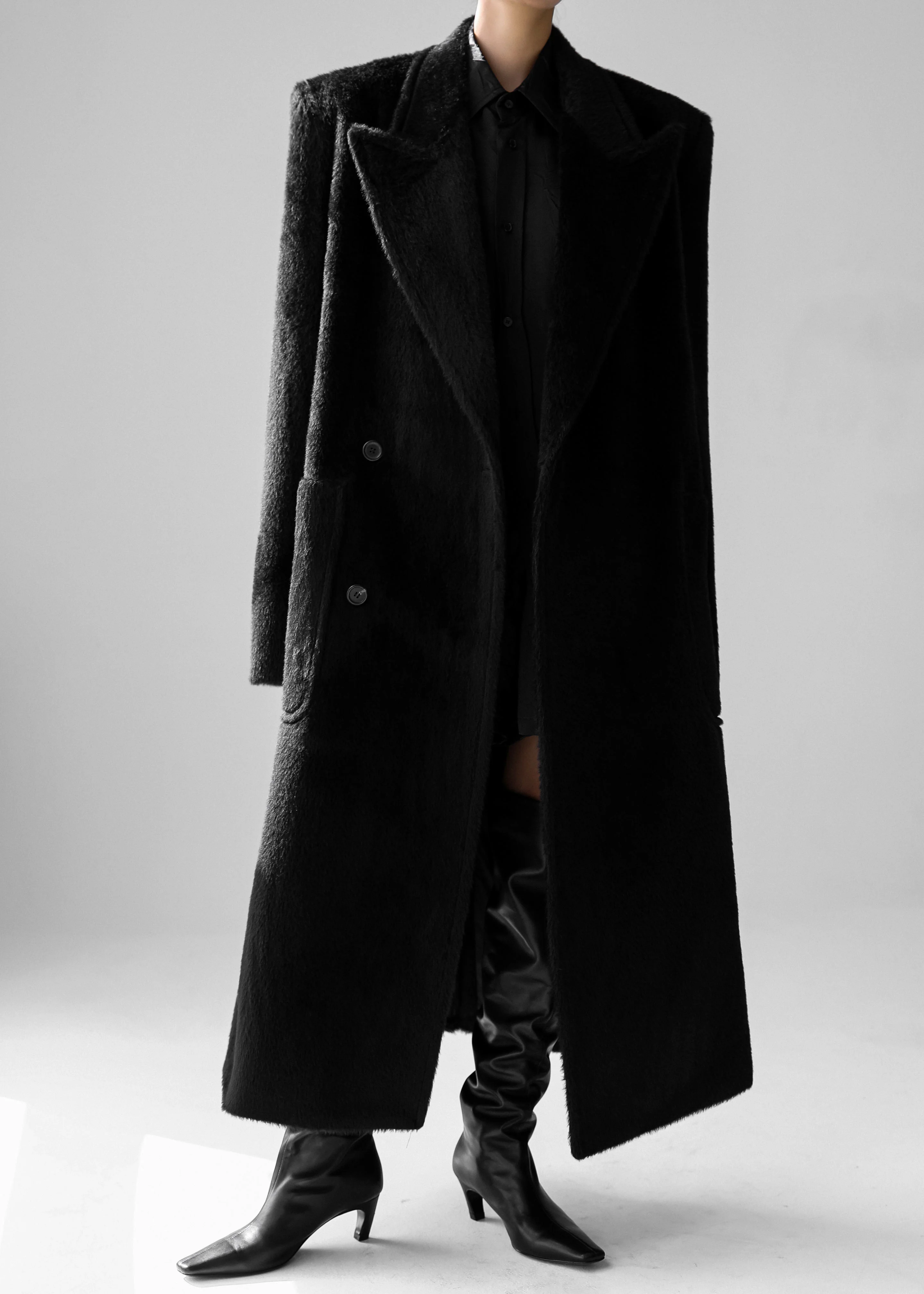 Jaylene Oversized Wool Coat - Black - Image 5