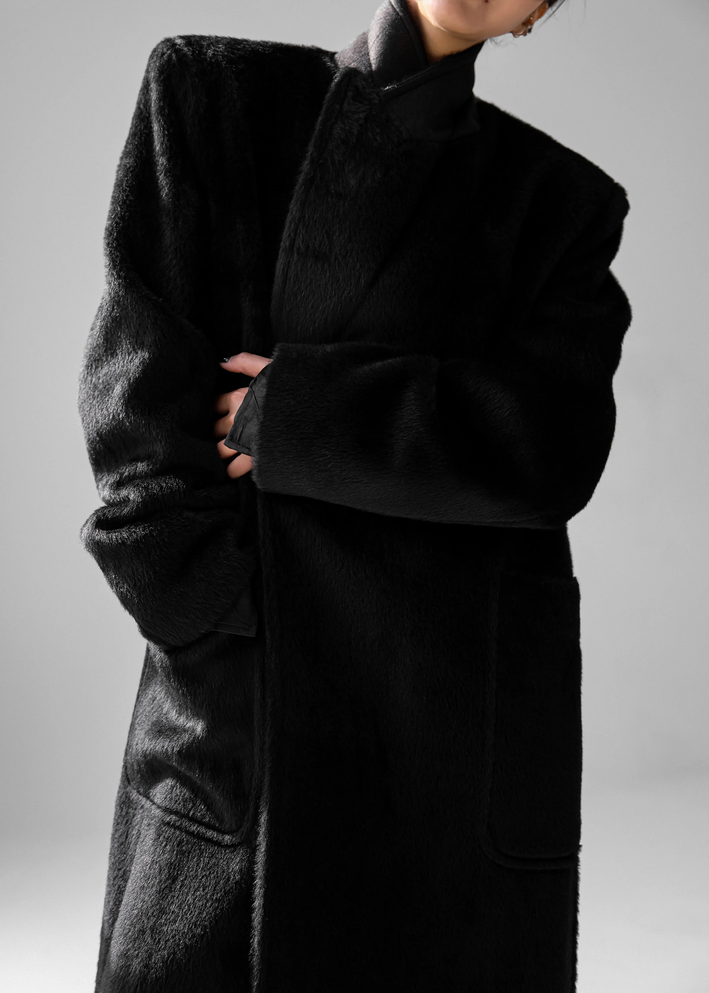 Jaylene Oversized Wool Coat - Black - Image 7
