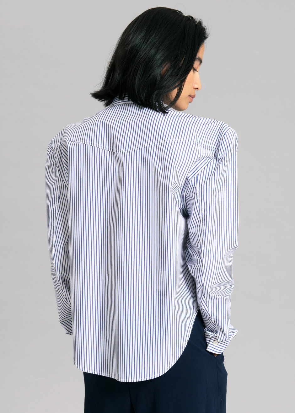 Jeanne Padded Shirt - Navy Stripe - Image 7