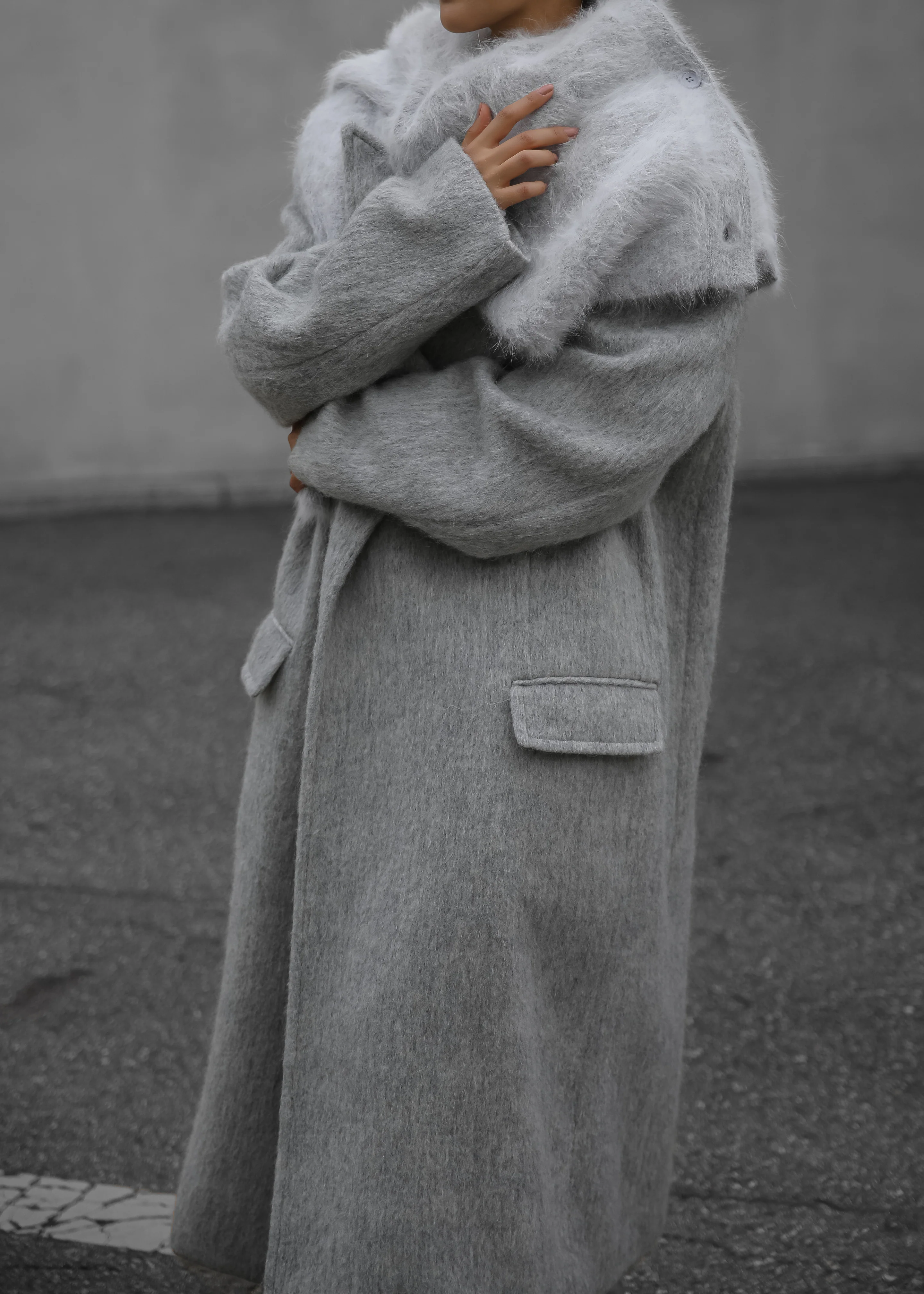 John Oversized Coat - Light Grey - Image 6