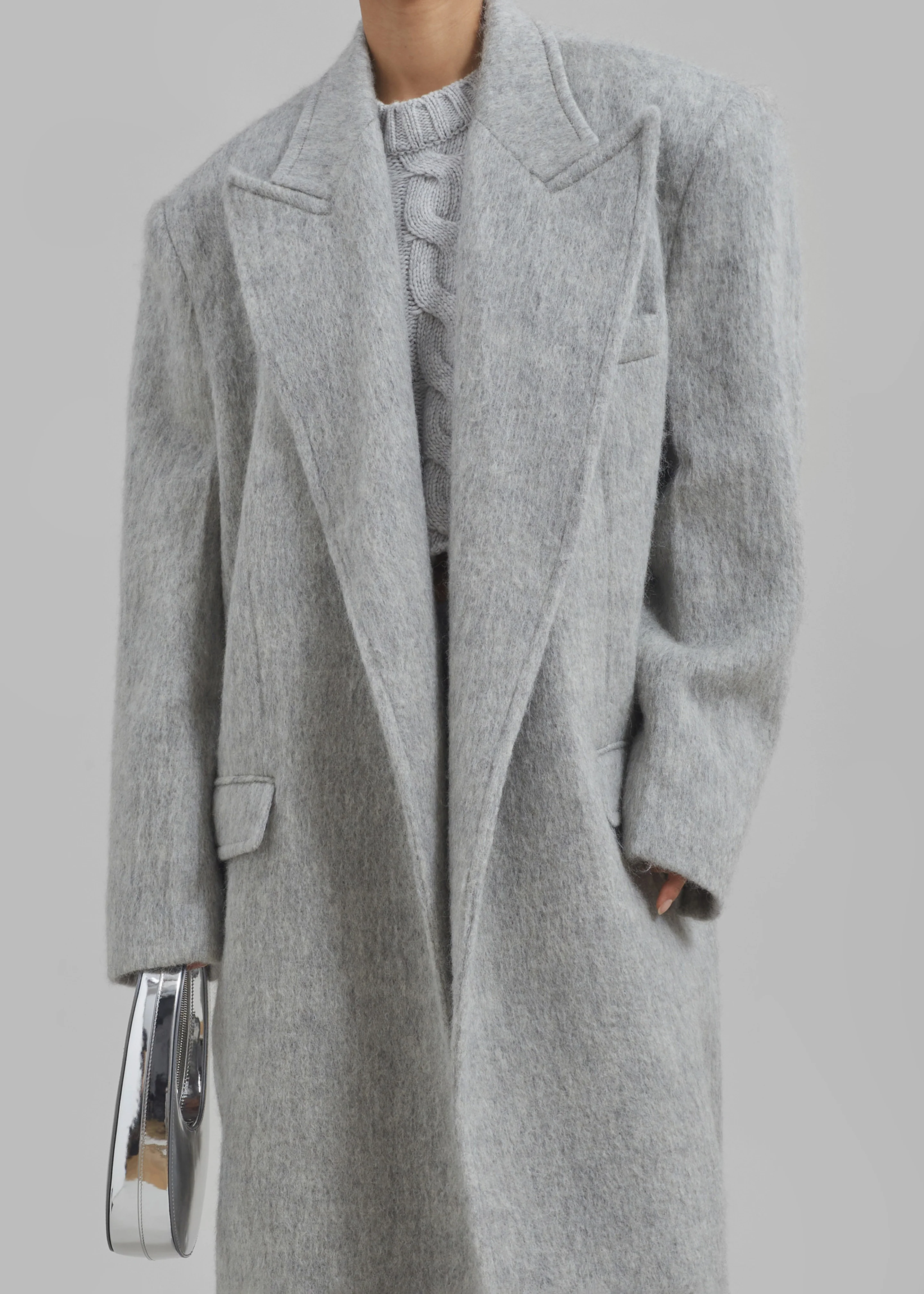 John Oversized Coat - Light Grey - Image 9