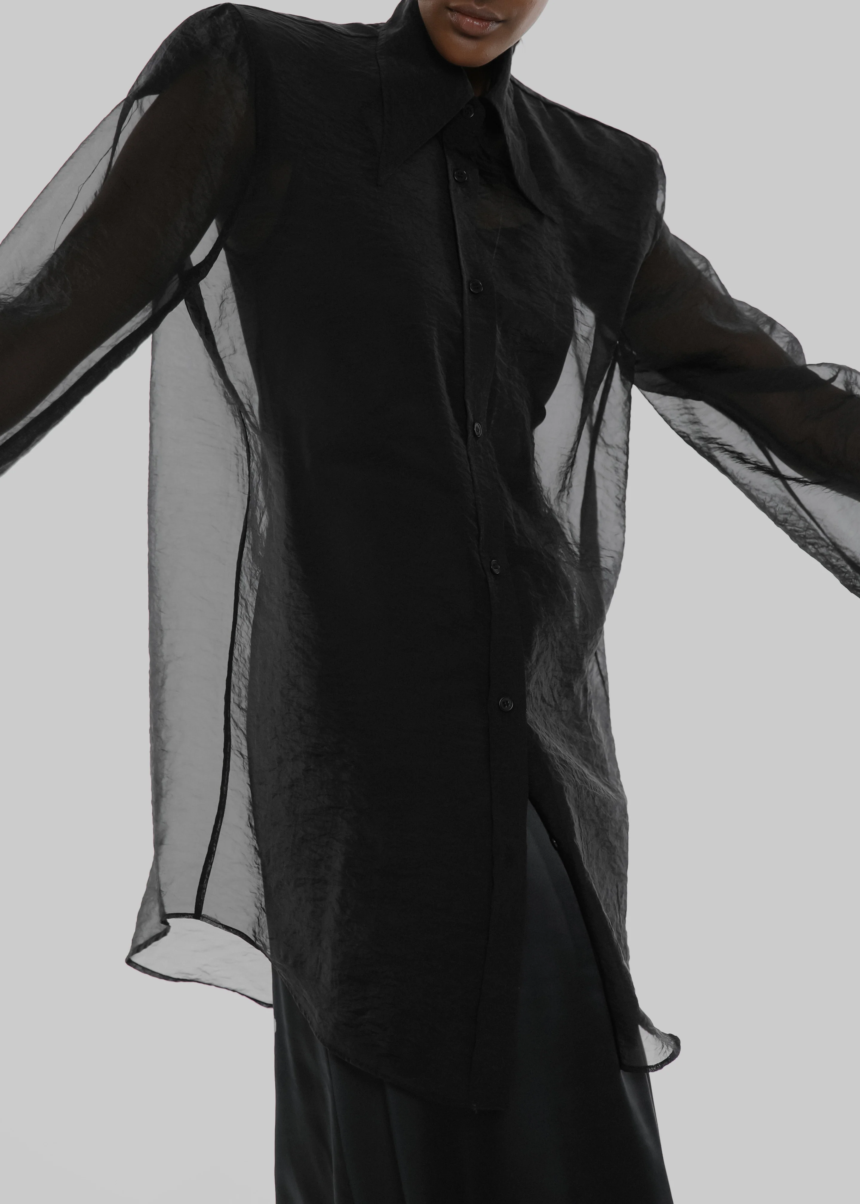 Jolene Semi Sheer Shirt - Black - Image 3