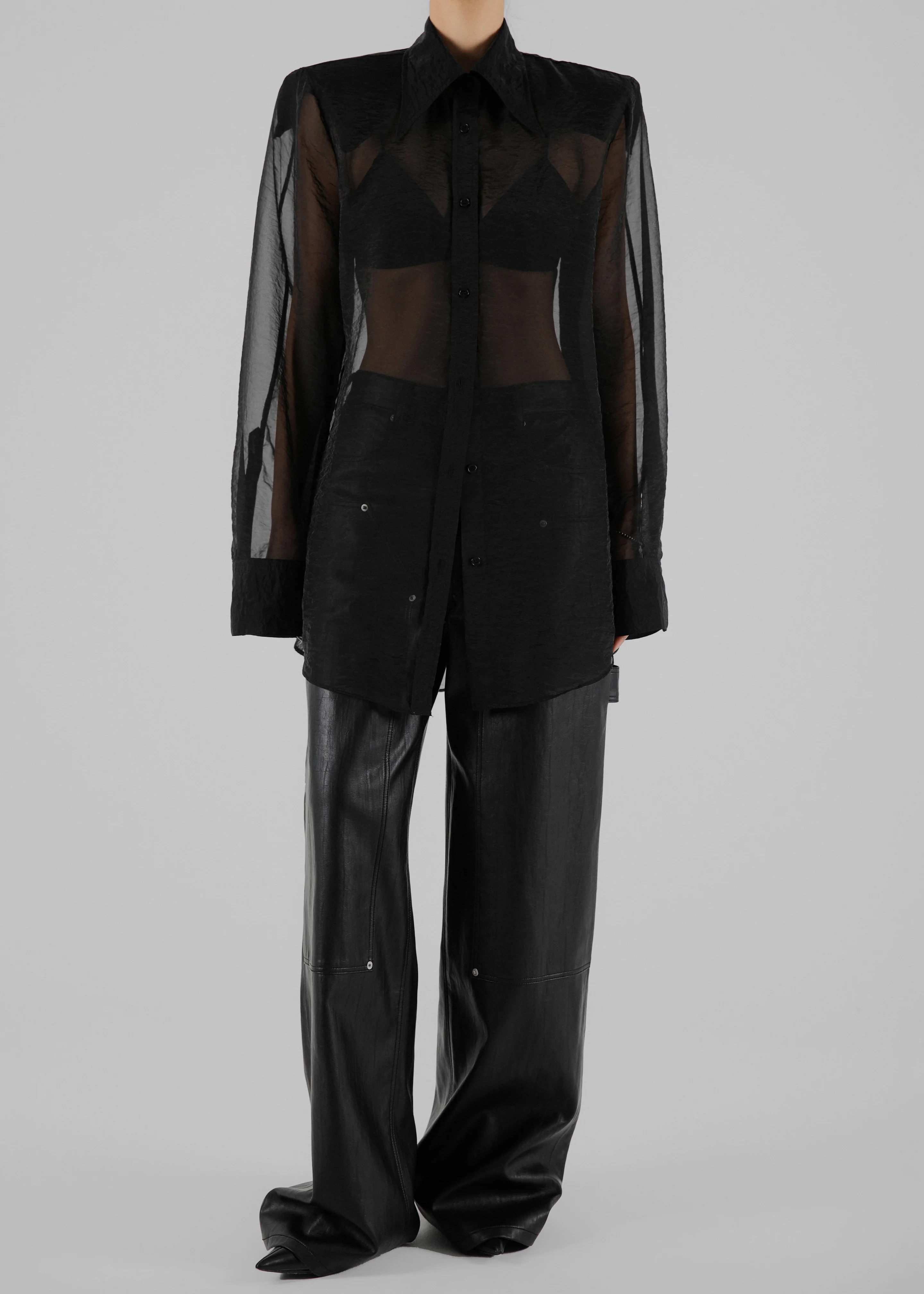 Jolene Semi Sheer Shirt - Black - Image 4
