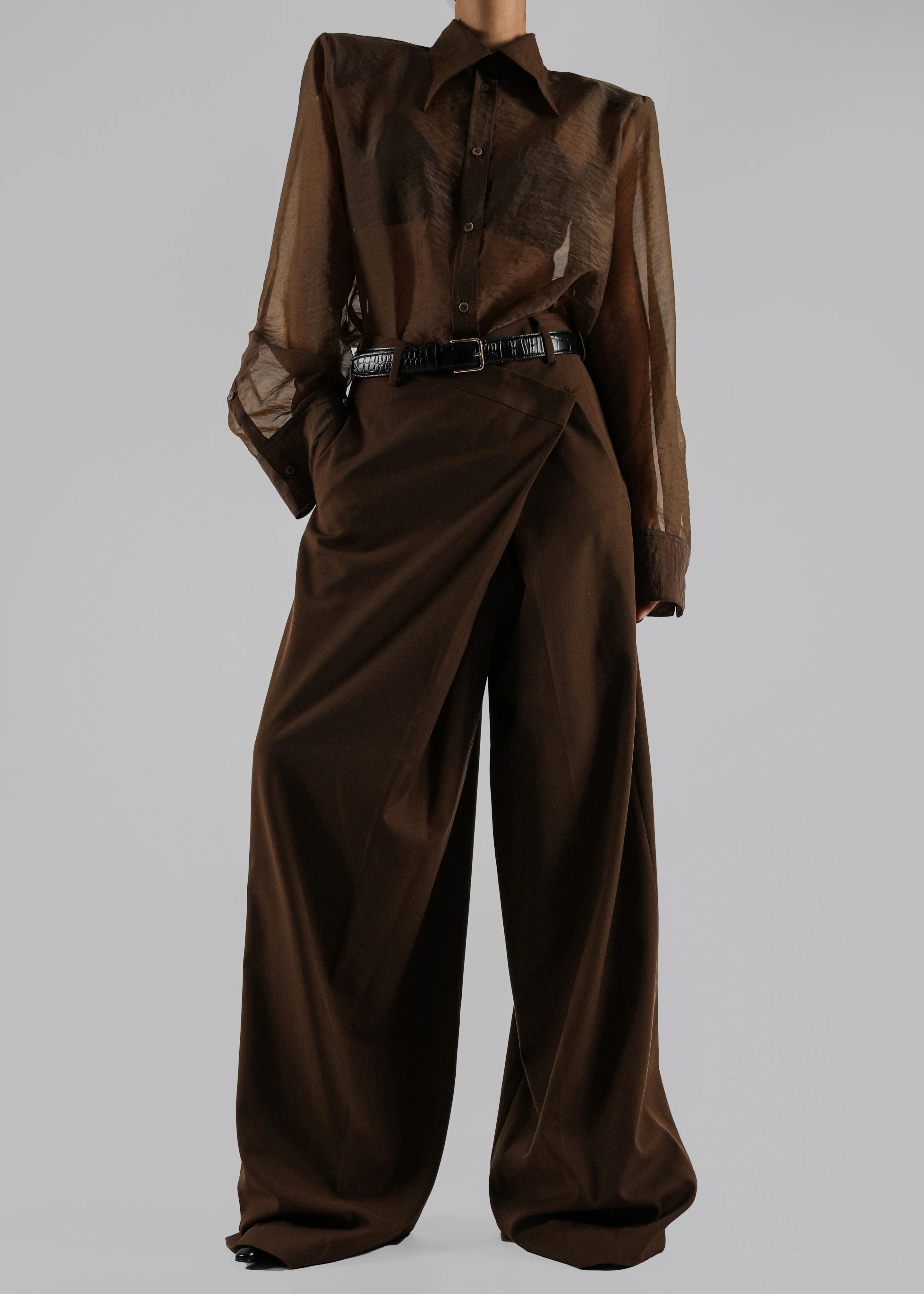 Jolene Semi Sheer Shirt - Brown - Image 8