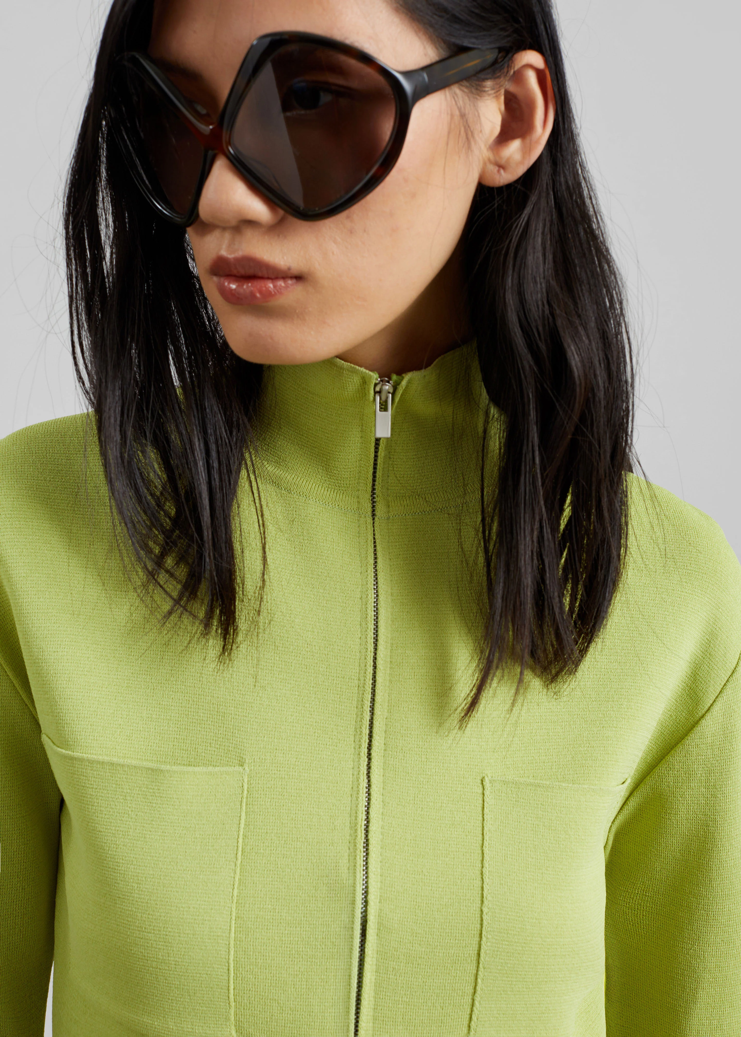 Juilly Knit Zip Cardigan - Lime - Image 2