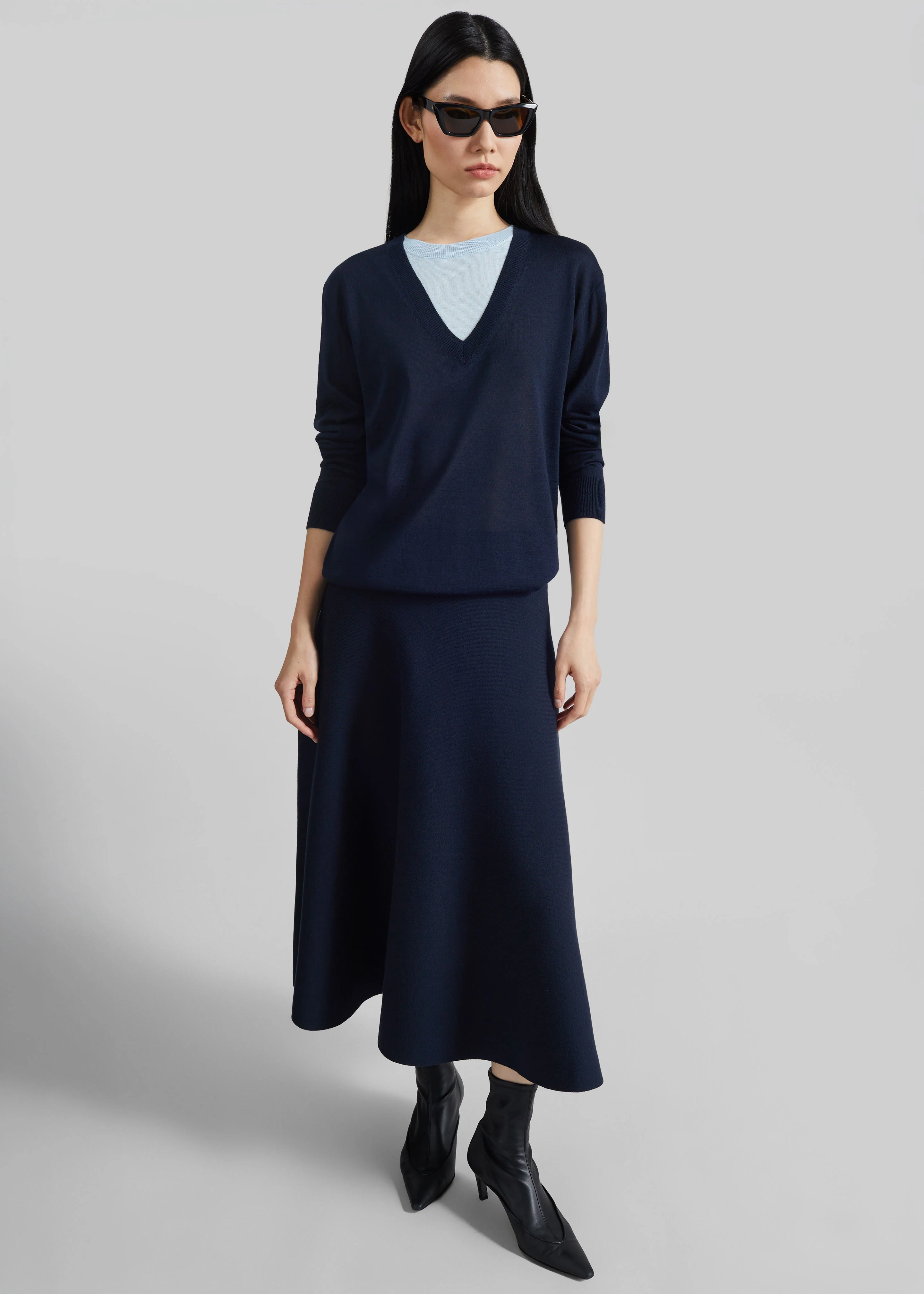 July Knit Midi Skirt - Navy - Image 3