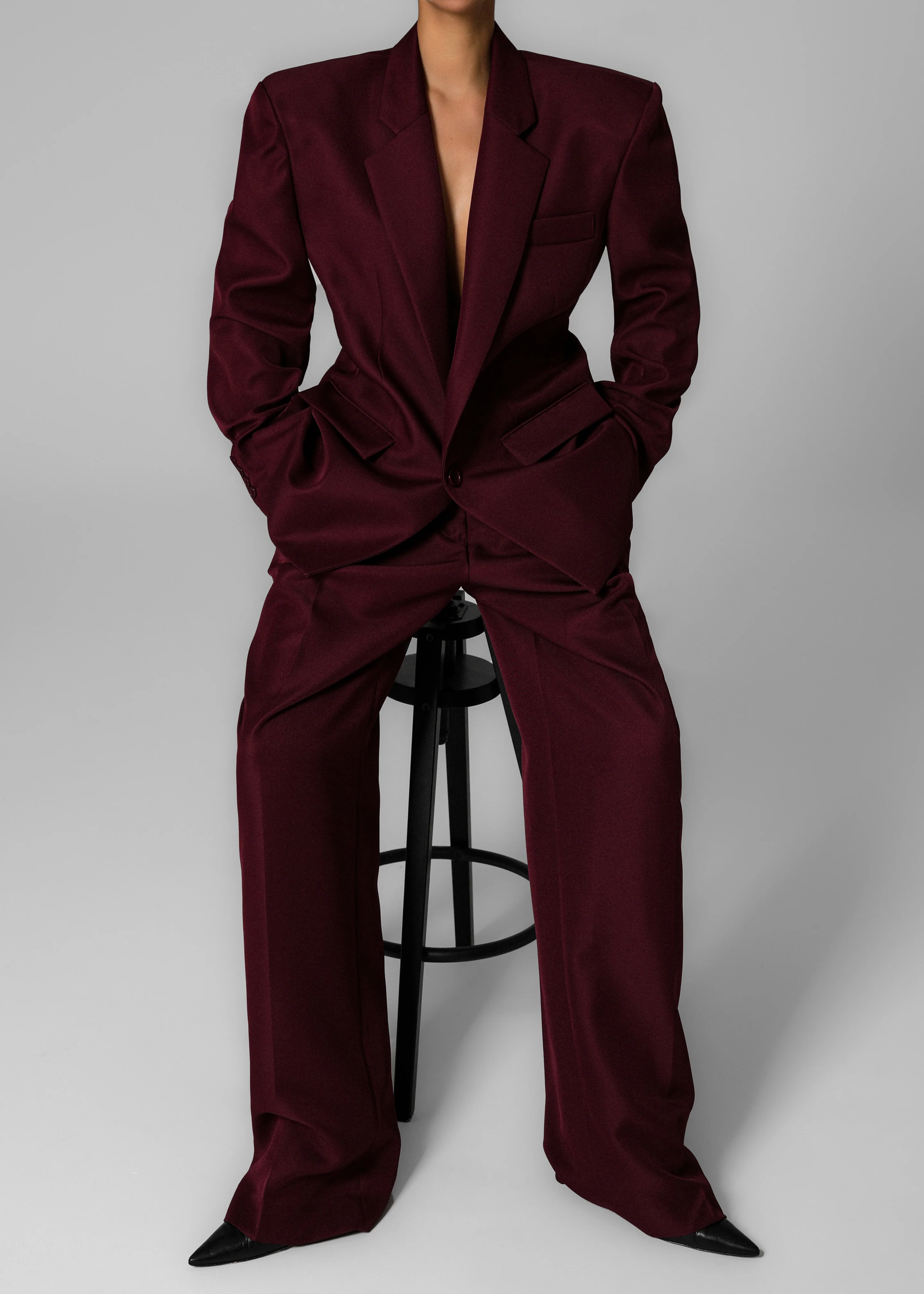 Jun Blazer - Burgundy - Image 18
