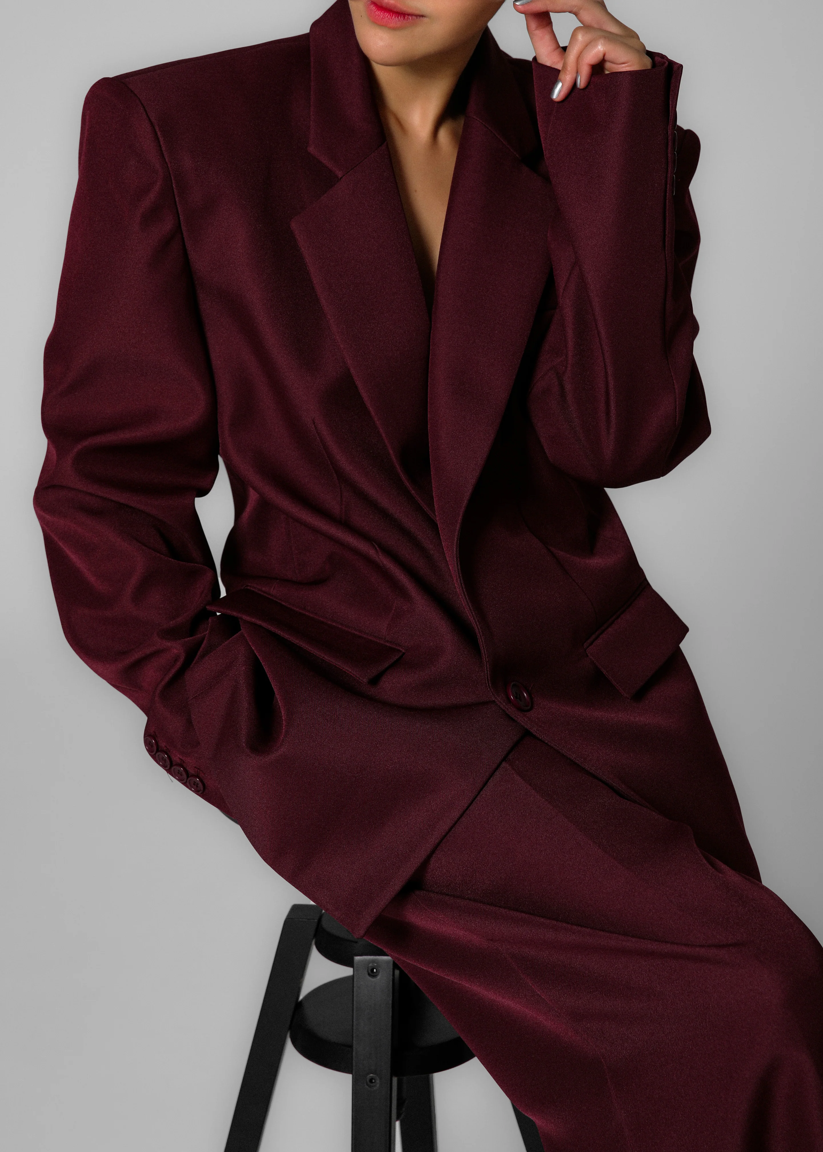 Jun Blazer - Burgundy - Image 8