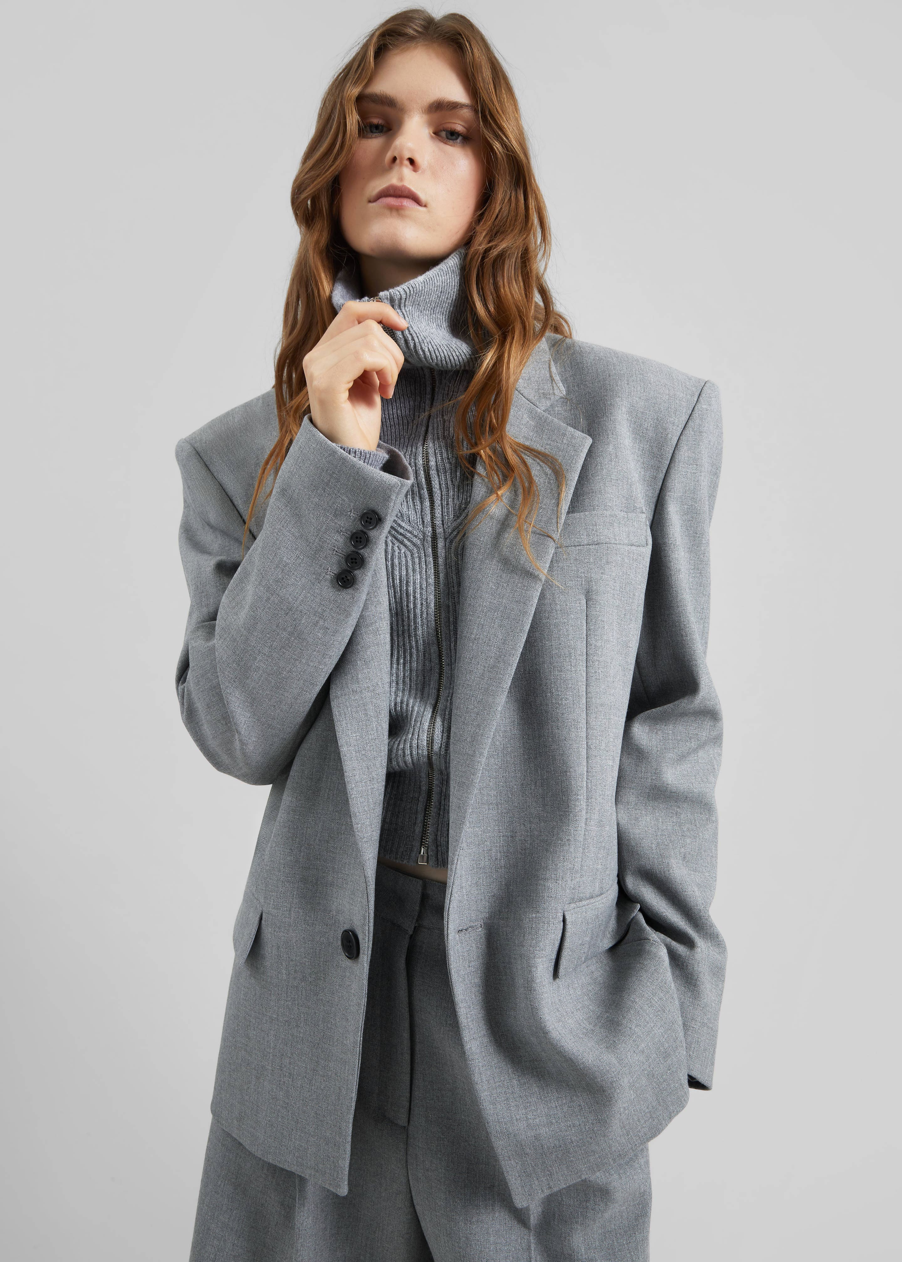 Jun Textured Blazer - Grey Melange - Image 6