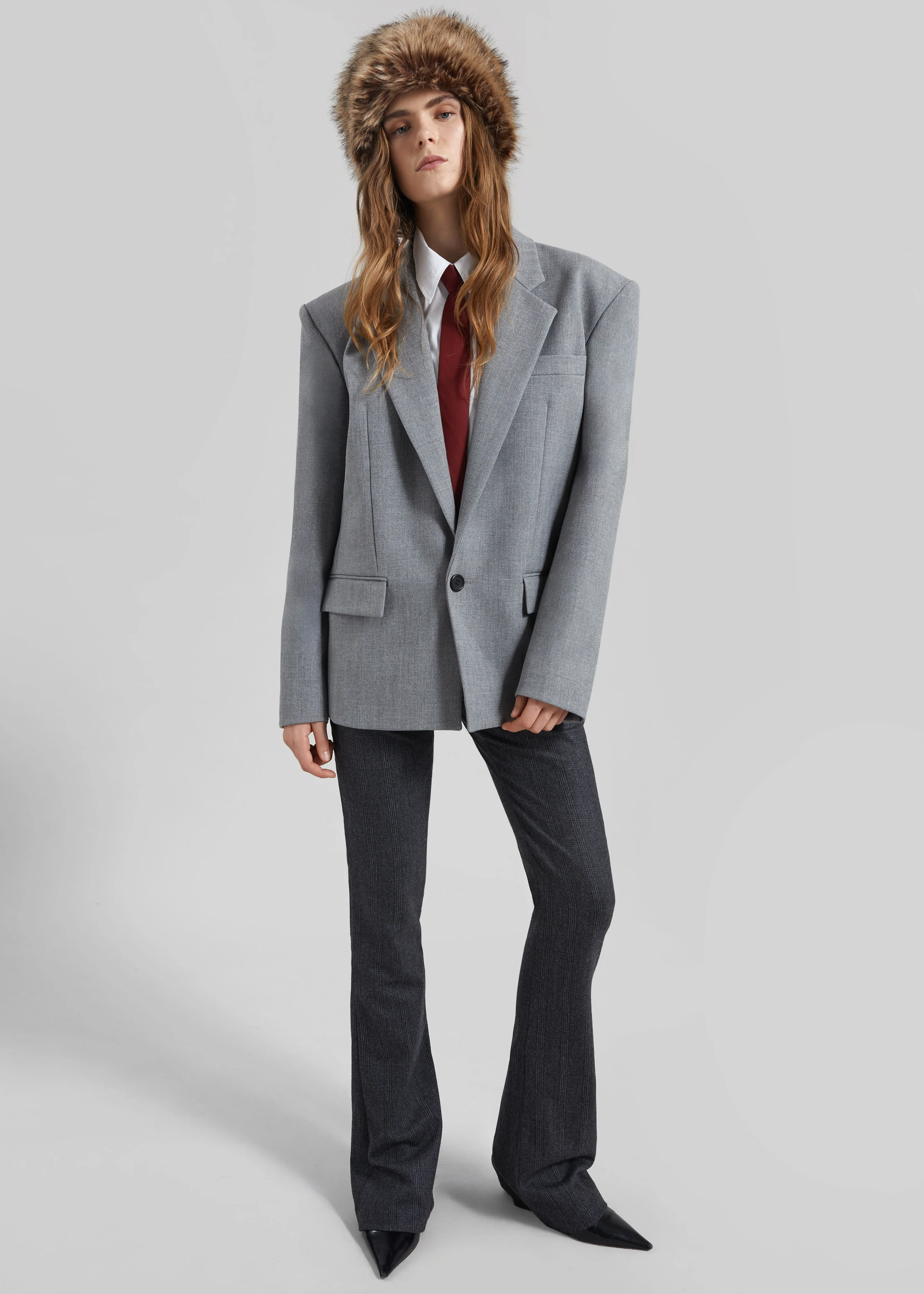 Jun Textured Blazer - Grey Melange - Image 8