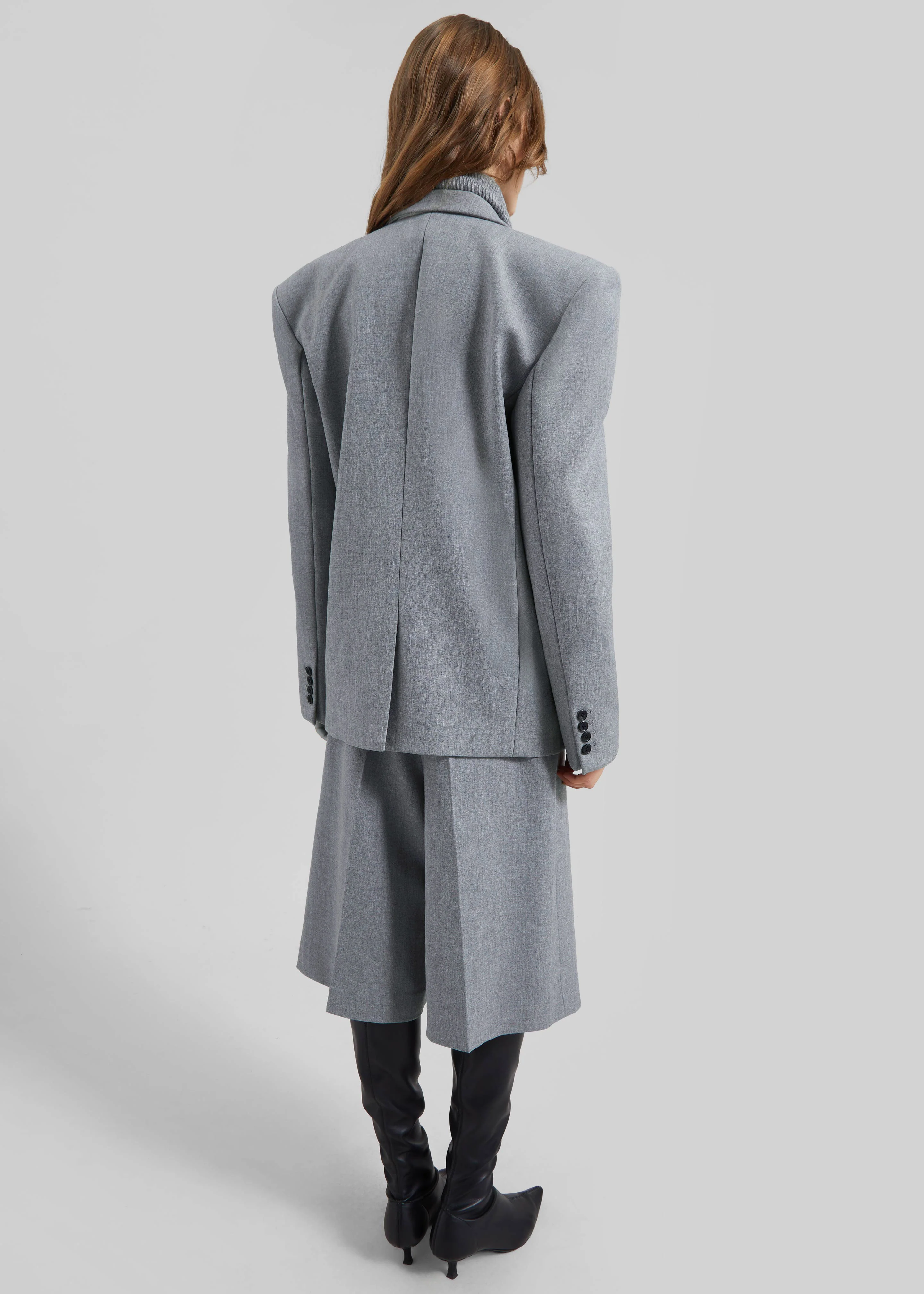 Jun Textured Blazer - Grey Melange - Image 9