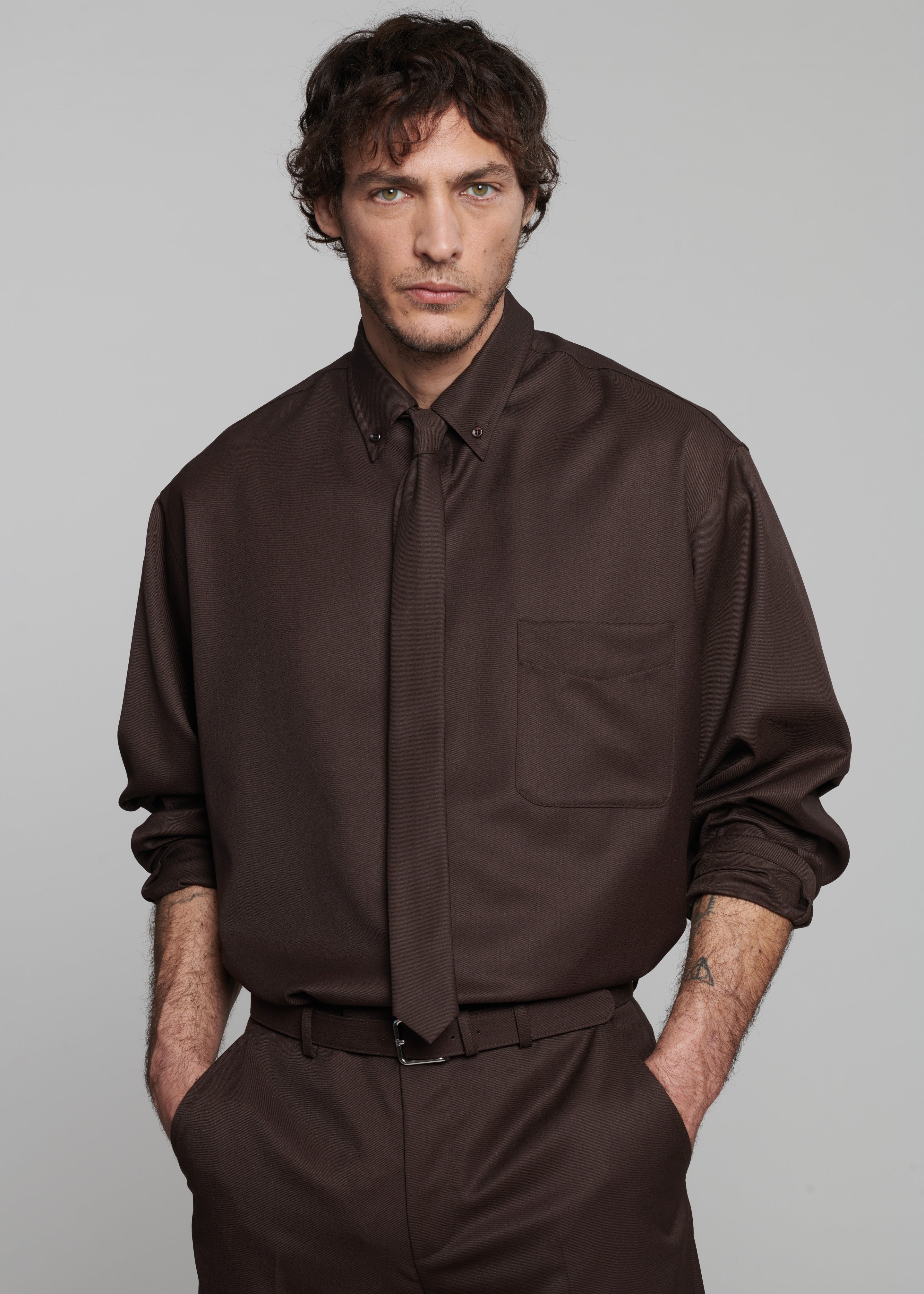 Kaden Wool Tie - Brown - Image 3